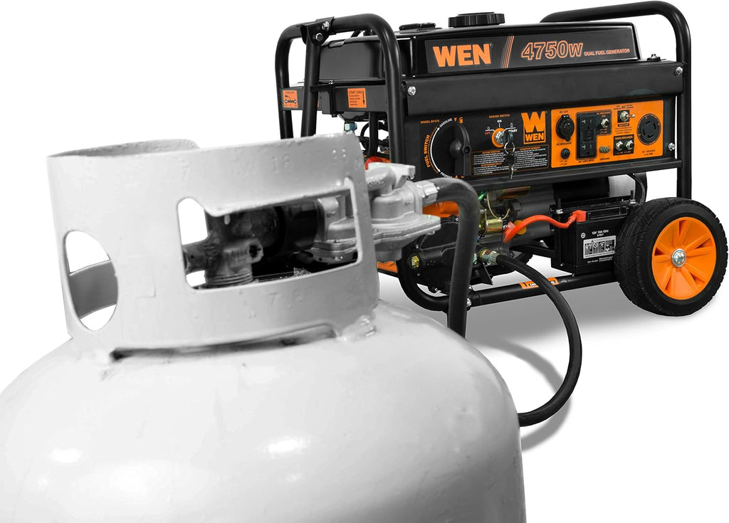 WEN 4 750-Watt 120V/240V Dual Fuel Portable Generator with Wheel Kit and Electric Start (DF475T)