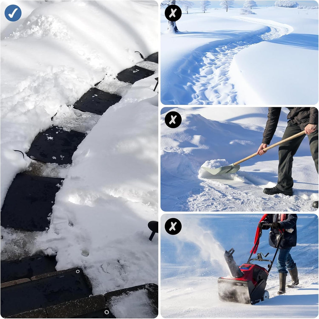 MEASUREMAN Snow Melting Mats 20 x 60 Inch 3PCS  Rubber Heated Mat for Walkways  Sidewalks with Anti-Slip Surface  GFCI Leakage Protection Plug