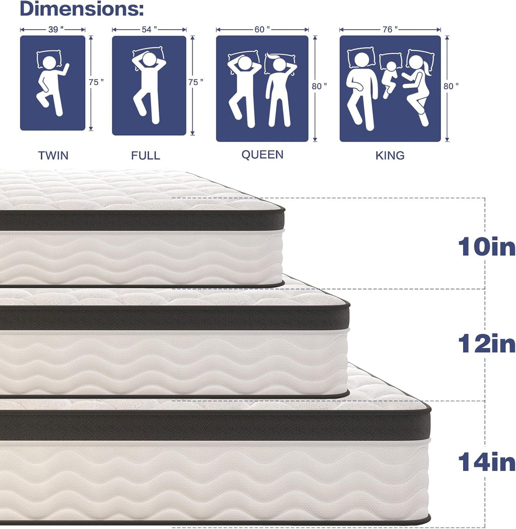 Queen Mattress,14 Inch Queen Size Mattresses in a Box, Memory Foam Mattress for Pressure Relief & Cool Sleep,CertiPUR-US Certified,Safe Foams & Fabric,Non-Fiberglass,Medium Firm,80" x 60"