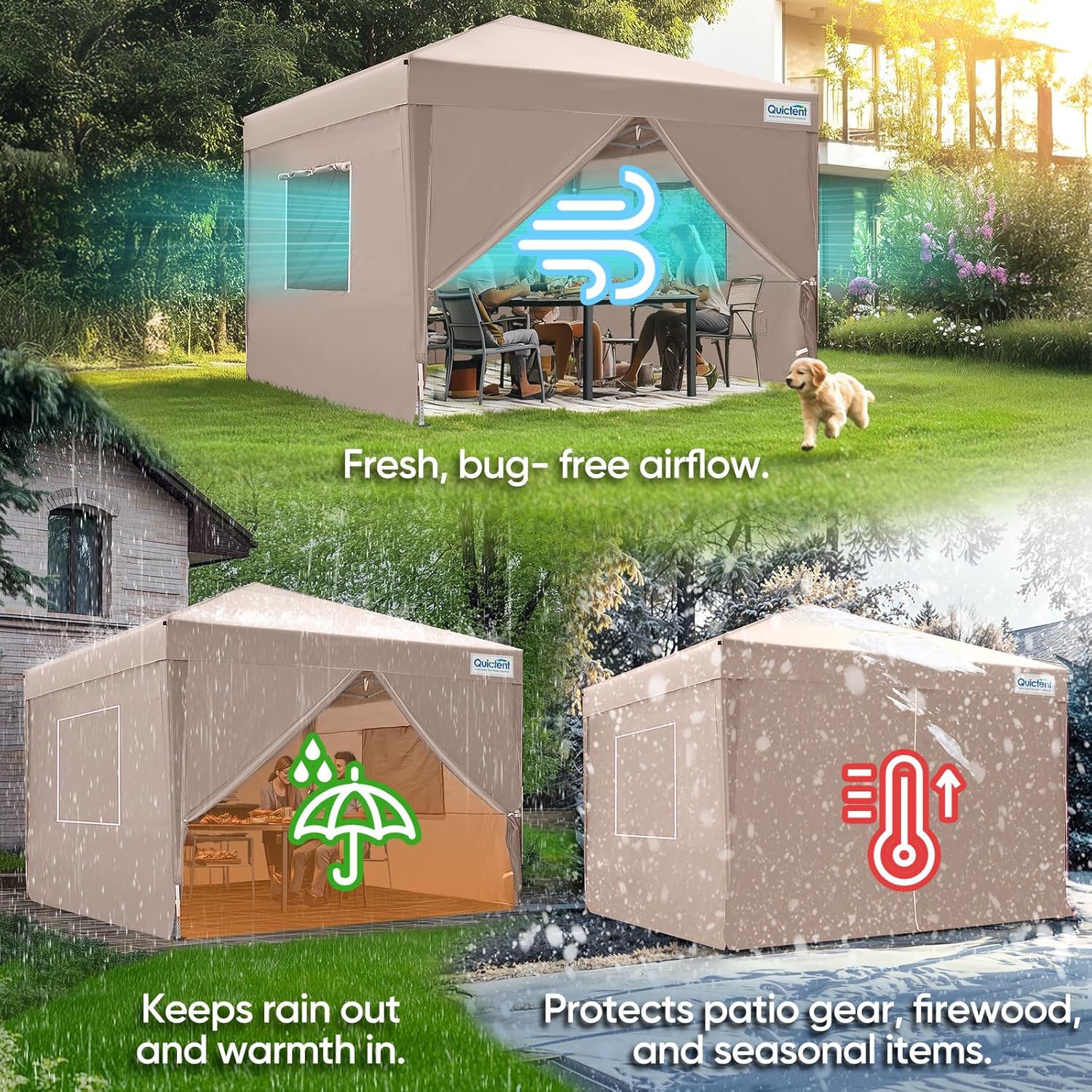 Quictent Privacy 10x10 Pop up Canopy Tent with Sidewalls and Roll-up Ventilated Windows  One Person Easy Setup  Outdoor Commercial Gazebo Shelter Enclosed Waterproof  Bonus 4 Sandbags