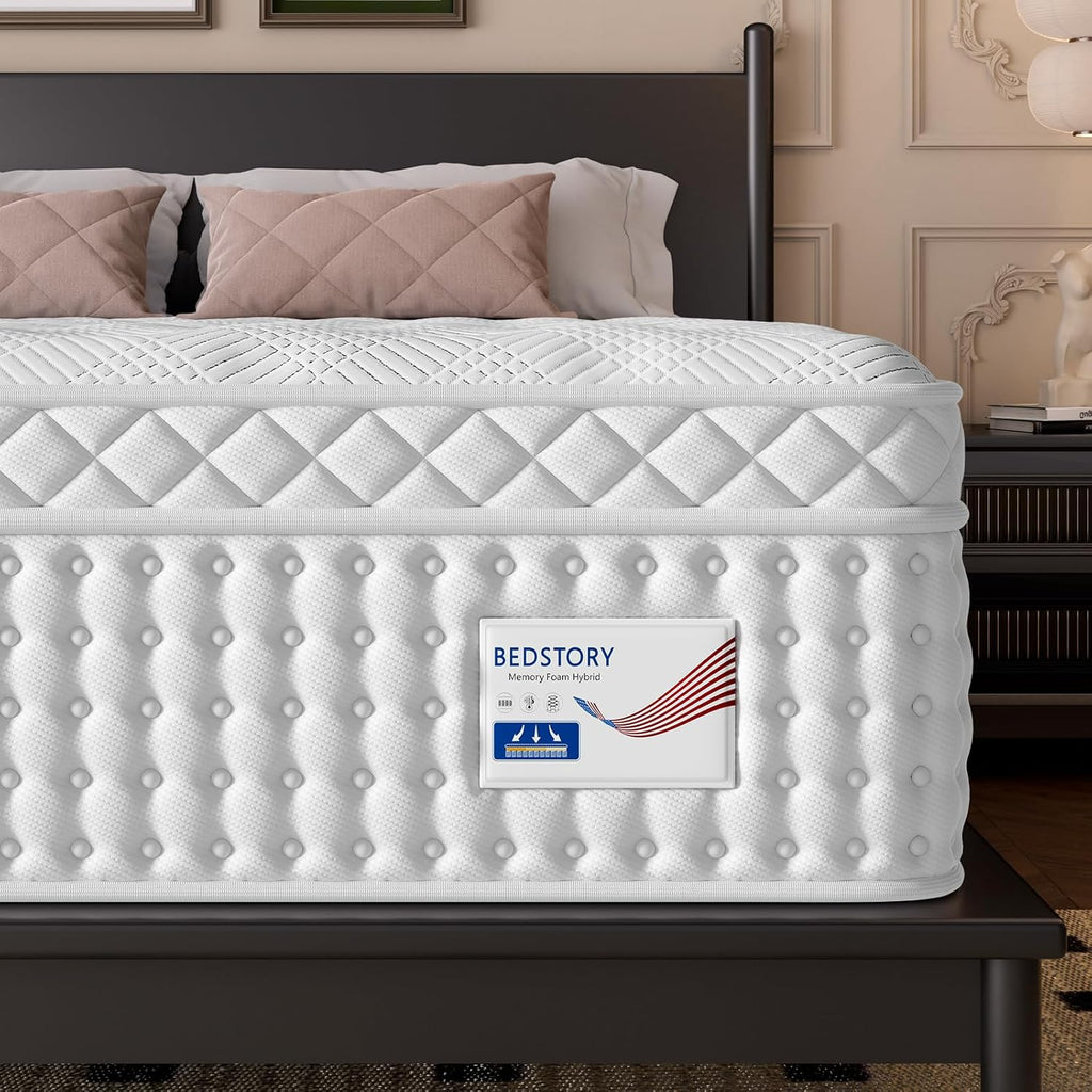 BedStory 14 inch Extra Firm Queen Size Mattress, Hybrid Mattress in a Box for Pressure and Back Pain Relief, Signature Collection Deep Sleep Mattresses, 10 Years Warranty, 365 Nights Trial