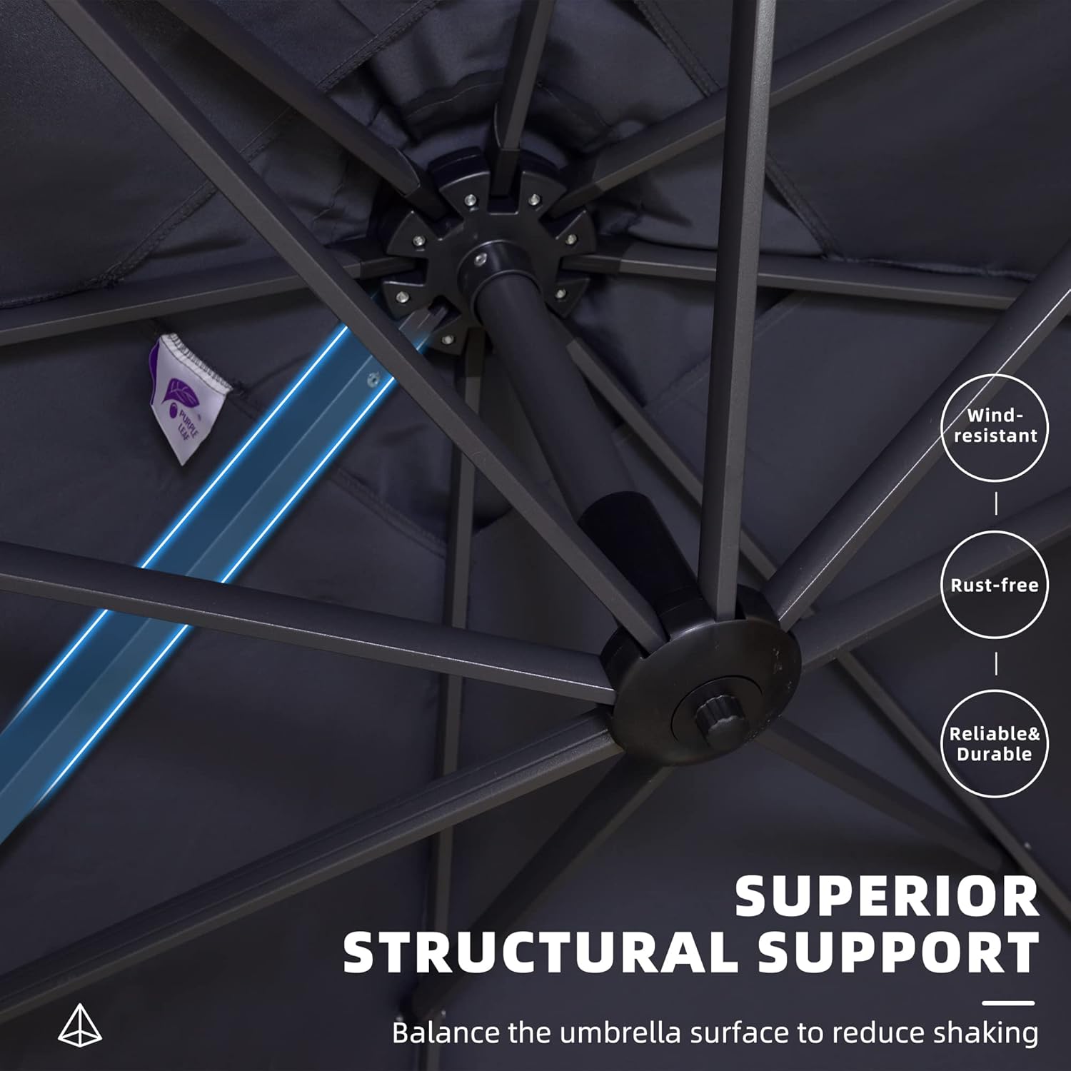 PURPLE LEAF 9' X 11.5' Patio Umbrella Outdoor Cantilever Rectangle Umbrella Aluminum Offset Umbrella with 360-degree Rotation for Garden Deck Pool Patio  Grey