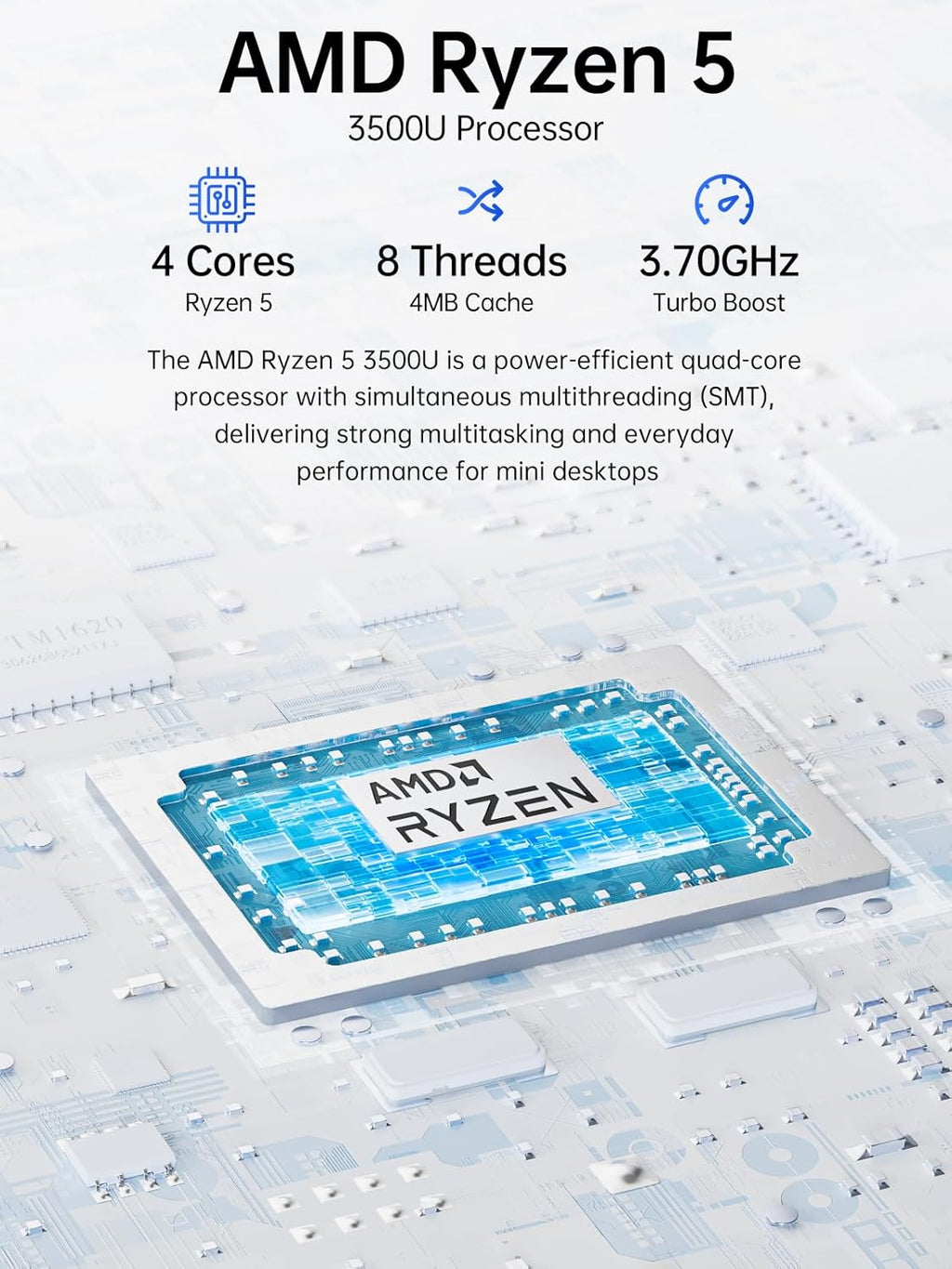 GMKtec Mini PC Ryzen 5 3500U 1TB NVMe SSD 16GB DDR4 2.5GbE NIC LAN Office Home Desktop Computers  HTPC Proxmox  HDMI 2.1  USB-C  DP Triple 4K Display Nucbox G10
