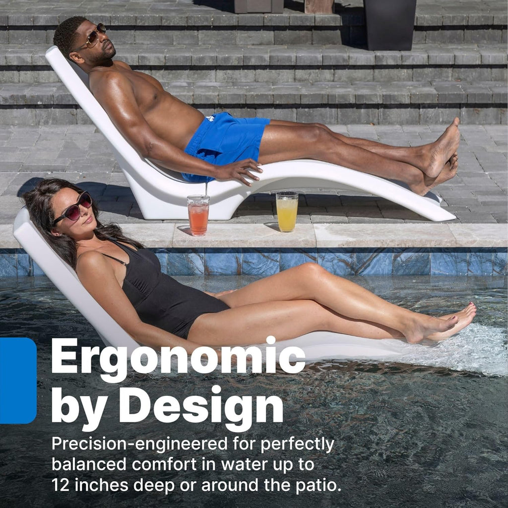 Step2 Vero Pool Lounger  Fade-Resistant  Waterproof Patio Furniture  Pool Lounge Chair for Sun Shelf  Use in Pools with Shelves Up to 12-Inches Deep or Outside Pool Deck  Weighted  White