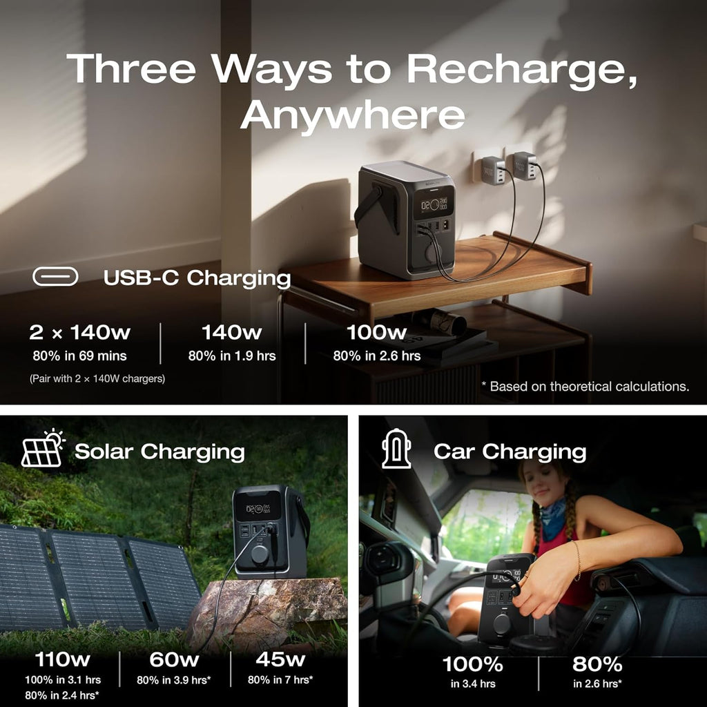 EF ECOFLOW TRAIL 300 DC Power Bank Station  288Wh Outdoor Portable Power Station  LiFePO4 Battery  300W DC Output  Compact Solar Generator for Camping  Travel  and Emergency (No AC Outlet Included)