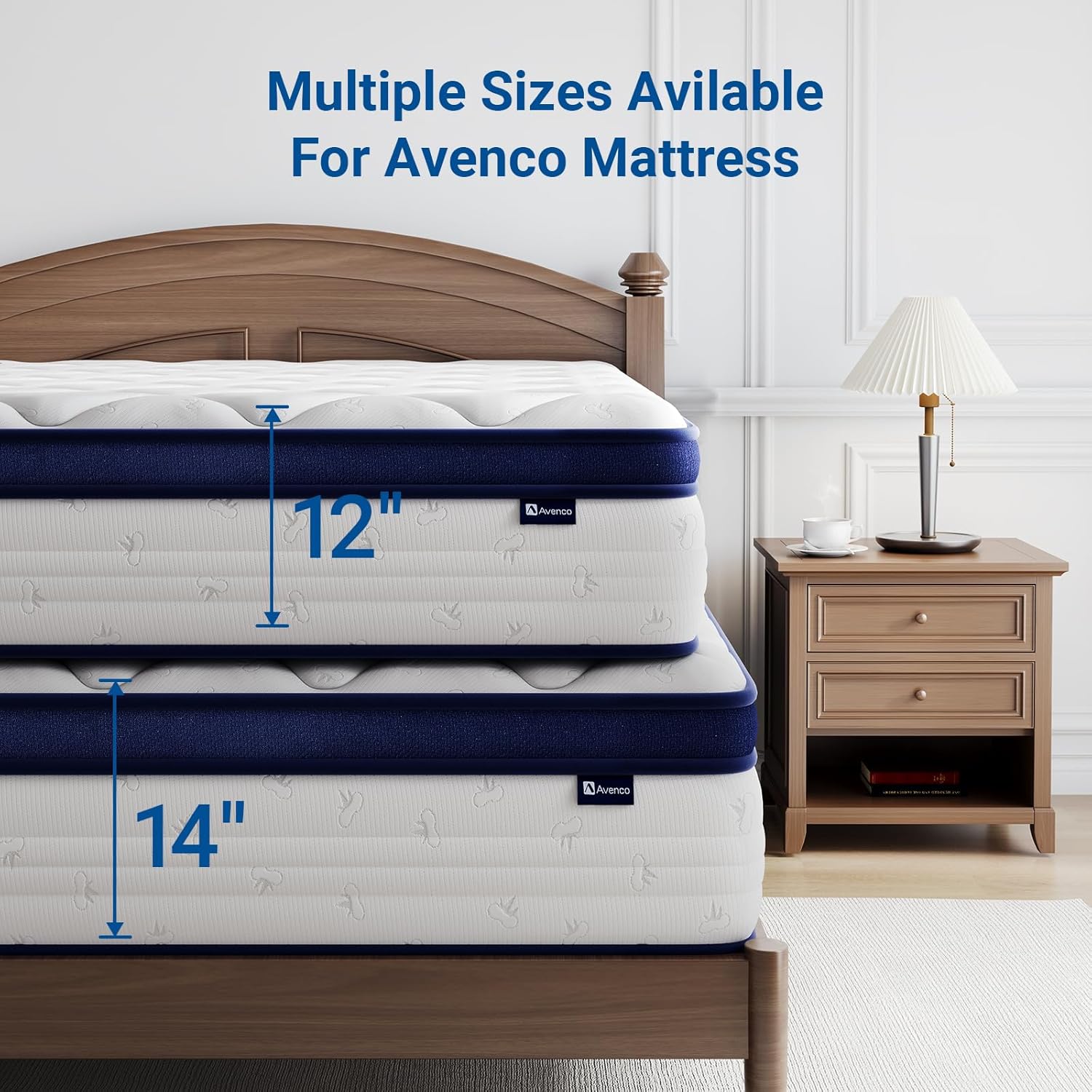 Avenco Queen Mattress, Hybrid Queen Size Mattress in a Box, 12 Inch Queen Size Mattresses with Comfort Foam and Pocket Coils for Pressure Relief Motion Isolation