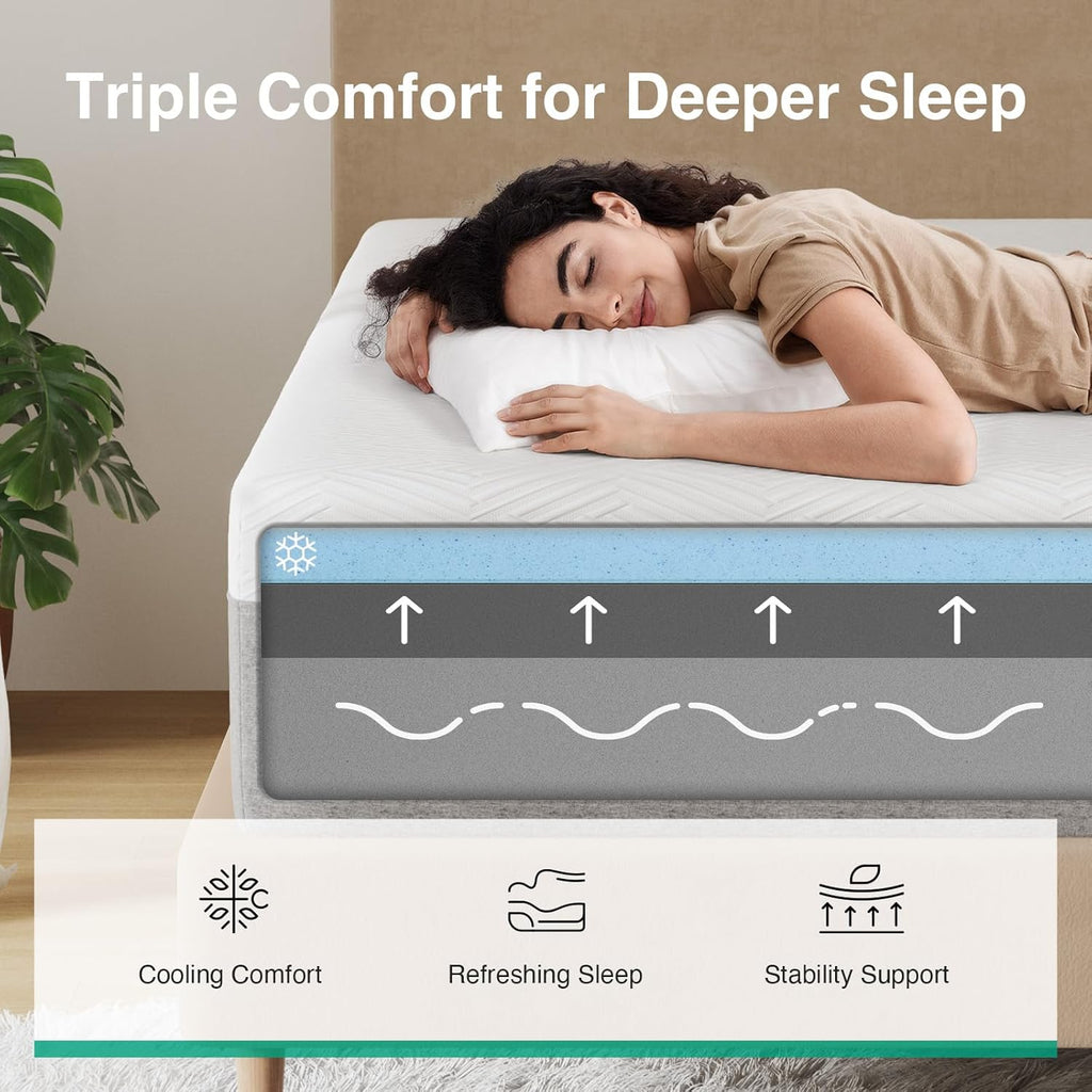 Novilla Queen Size Mattress, 12 Inch Gel Memory Foam Mattress for Cool Night & Pressure Relief, Medium Plush Feel with Motion Isolating, Bliss