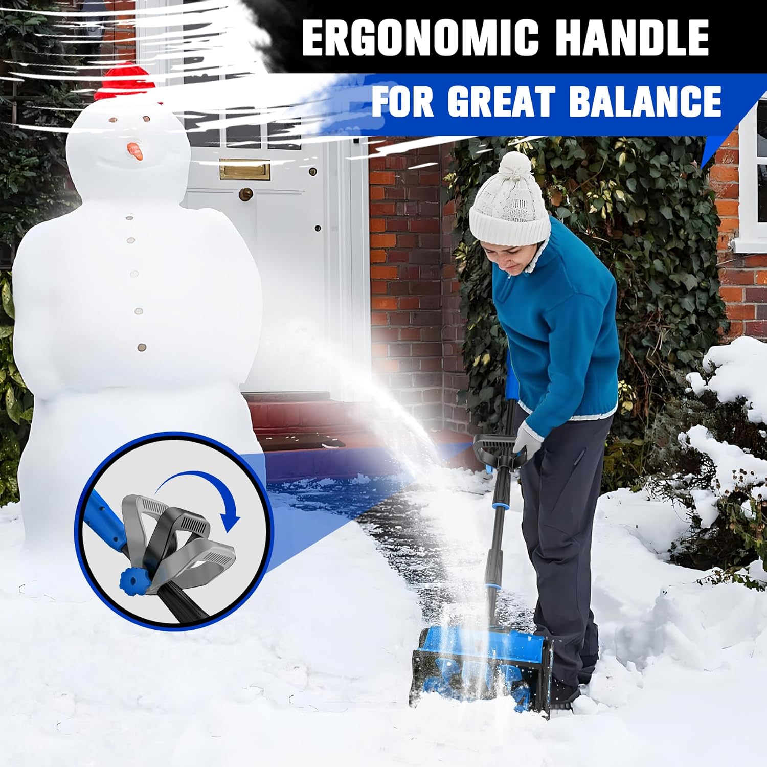 40V Cordless Snow Shovel  13 Inch 4.0Ah Electric Snow Shovel with Directional Plate  Brushless Cordless Snow Blower for Pathway  Patio  Deck  Driveway  Blue