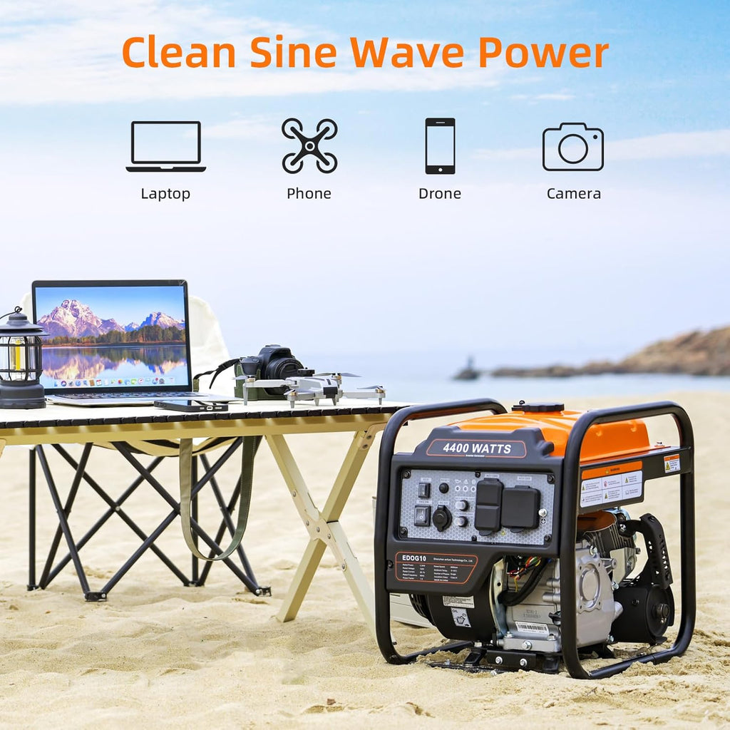 Power Equipment 4400 Watts Inverter Generator Gas Powered  Portable Open Frame Generator  Low Noise with ECO Mode  RV Ready  Emergency Home Backup