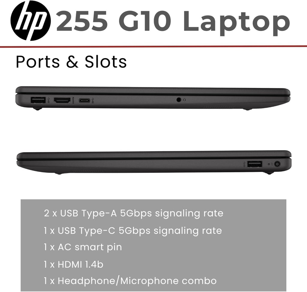 HP 255 G10 15.6" FHD Business Laptop  AMD Ryzen 7 7730U  32GB RAM  1TB PCIe SSD  Numeric Keypad  Webcam  Wi-Fi 6  HDMI  Windows 11 Pro  Black