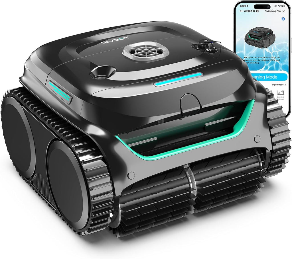 (2026 Upgraded) WYBOT C2 Cordless Robotic Pool Cleaner  Dual Filtration  Wall Climbing & Waterline Cleaning  App Scheduling  Smart Navigation  Pool Vacuum for Inground/Above Ground Pools-2152 Sq.ft