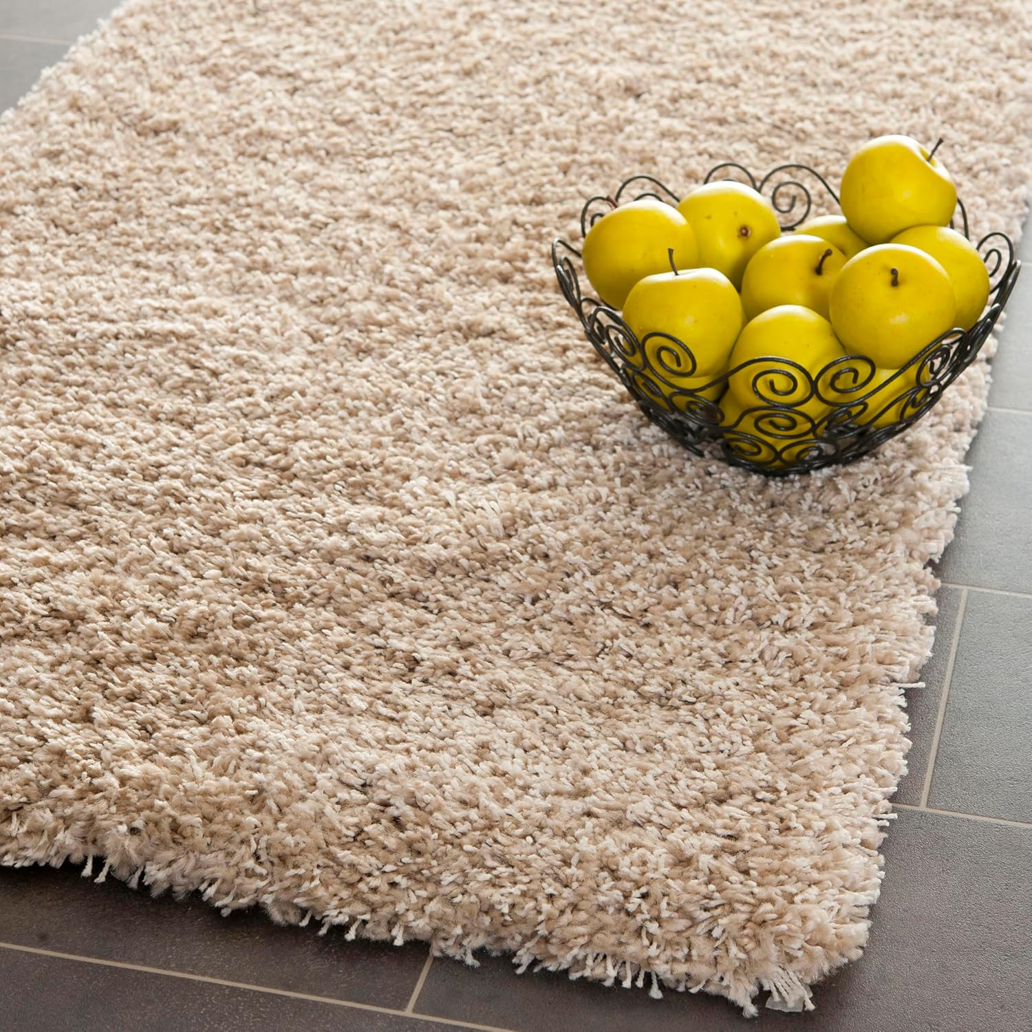 SAFAVIEH California Shag Collection Area Rug - 8'6" x 12', Beige, Non-Shedding & Easy to Clean, Ultra Plush Thick Pile, Ideal for Living Room, Bedroom, Dining Space (SG151-1313)
