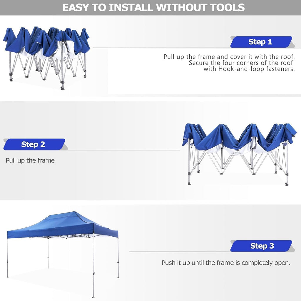 COBIZI 10x15 Pop Up Canopy with 4 Sidewall Heavy Duty Canopy UPF 50+ All Season Wind Waterproof Commercial Outdoor Wedding Party Tents for Parties Gazebo with Carry Bag(10 x 15 ft Blue)