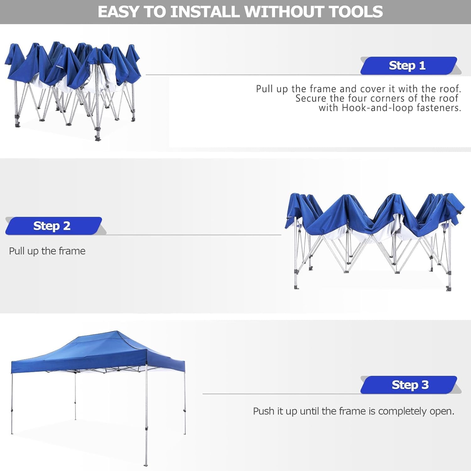 COBIZI 10x15 Pop Up Canopy with 4 Sidewall Heavy Duty Canopy UPF 50+ All Season Wind Waterproof Commercial Outdoor Wedding Party Tents for Parties Gazebo with Carry Bag(10 x 15 ft Blue)