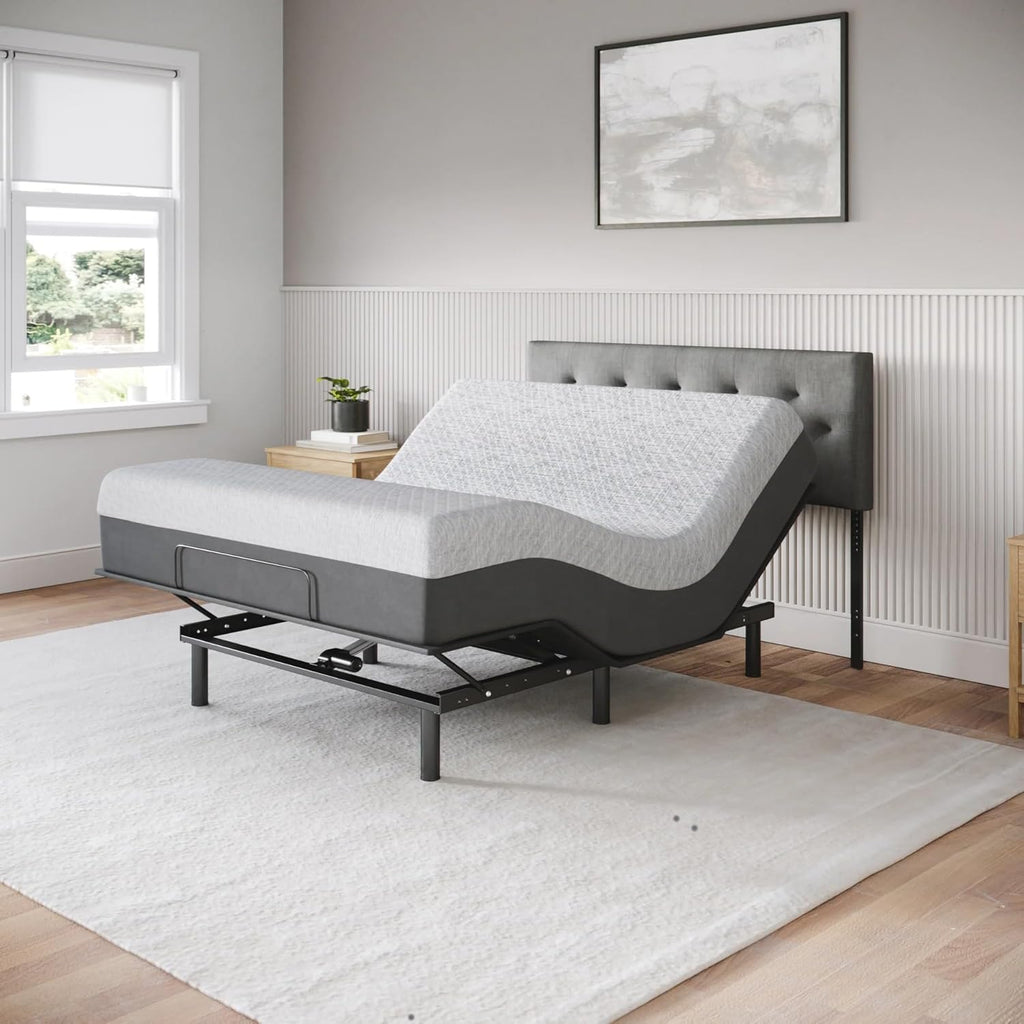 Celestial Aurora Adjustable Bed Base (Frame) + 10 inch Gel Memory Foam Mattress (Medium), Easy Assembly, Head and Foot Lift, Zero Gravity, Memory Positions, CertiPUR-US Bed - Queen