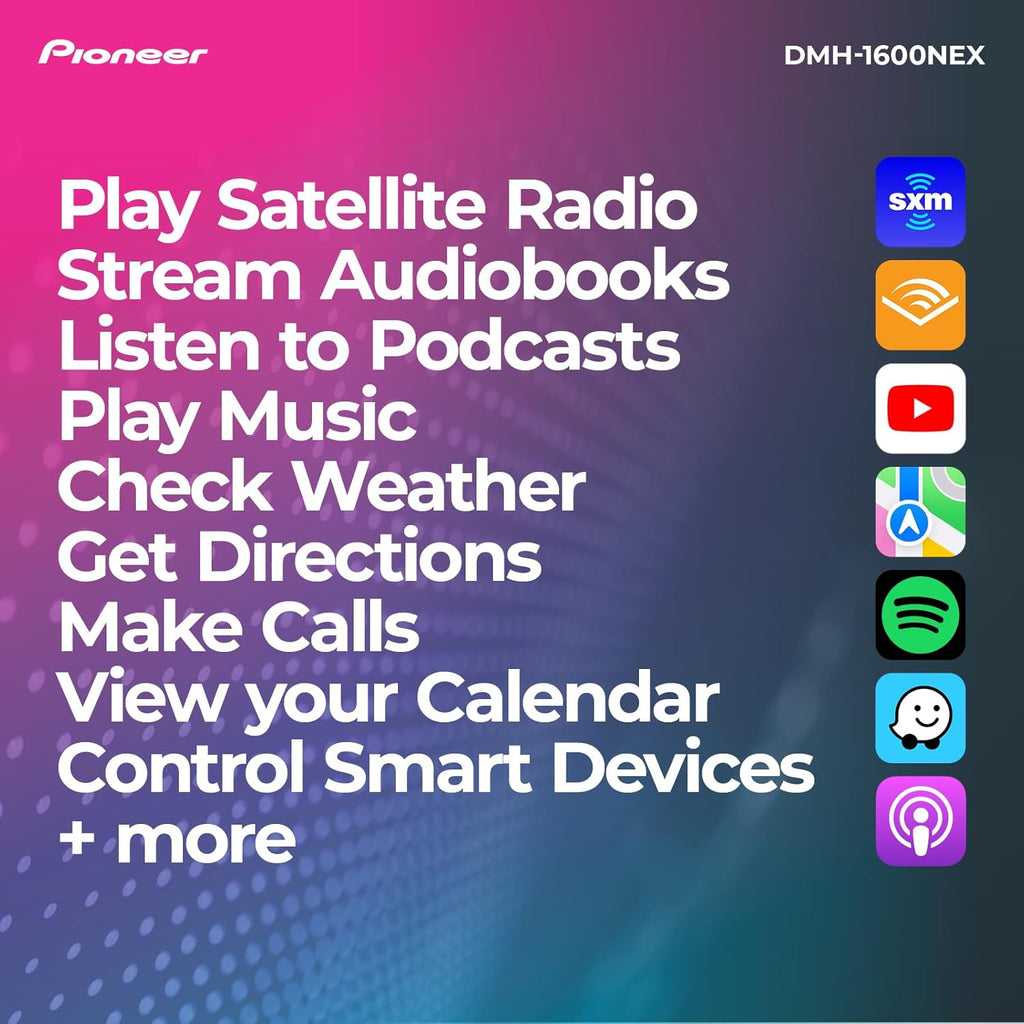 Pioneer DMH-1600NEX 6.8" Double-Din Digital Multimedia Receiver - Built in Bluetooth  Wired Apple CarPlay and Android Auto  Touchscreen  Rear Camera Input