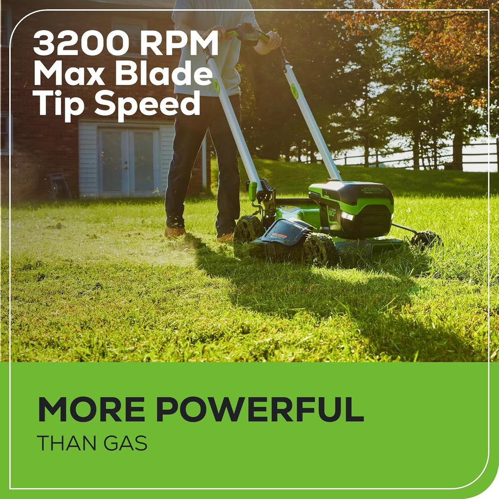 Greenworks 60V 21" Cordless Lawn Mower – 5.0Ah Battery & Rapid Chargerr(75+ Tool Compatibility  60Min Runtime)