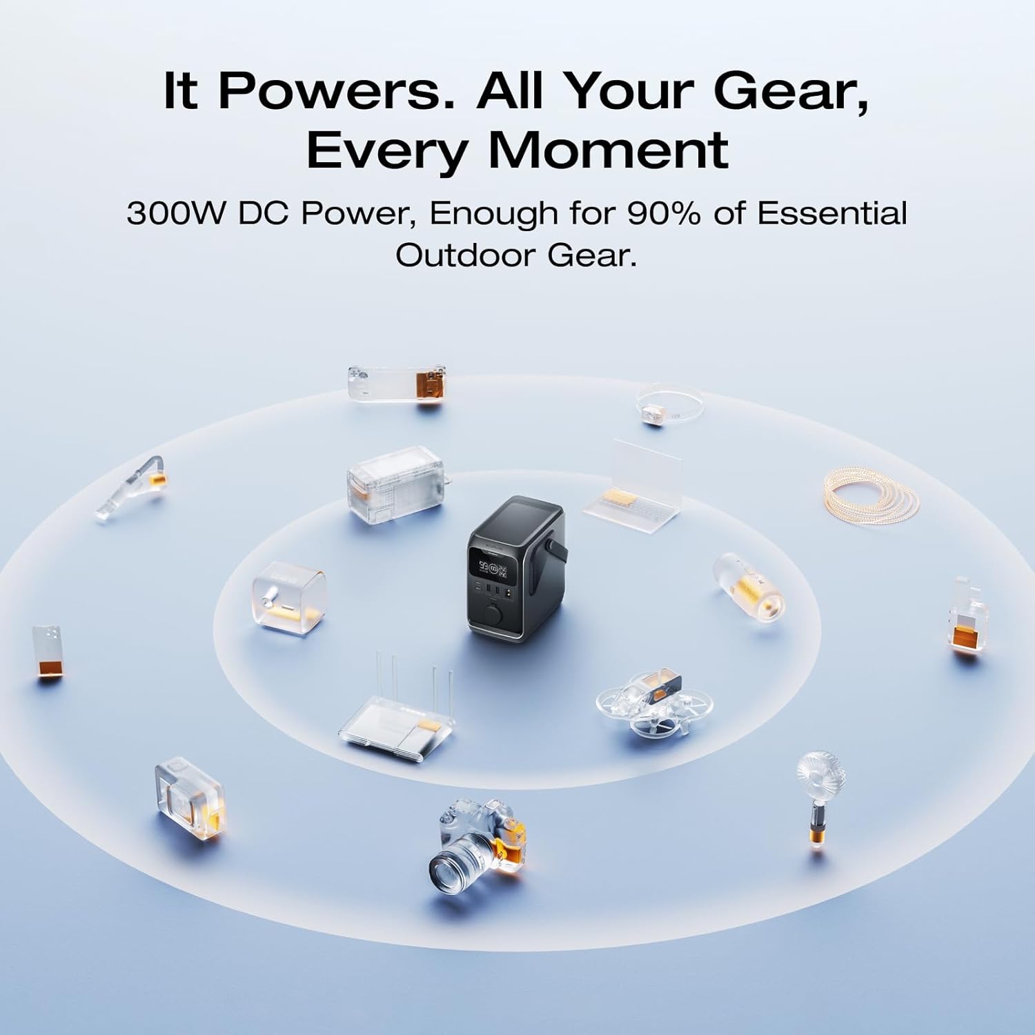 EF ECOFLOW TRAIL 300 DC Power Bank Station  288Wh Outdoor Portable Power Station  LiFePO4 Battery  300W DC Output  Compact Solar Generator for Camping  Travel  and Emergency (No AC Outlet Included)