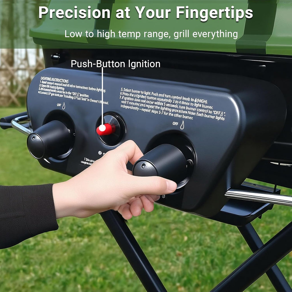 Brand-Man Propane Gas Grill  Portable Standup Grill with Folding Cart & Push-Button Ignition  Ideal for Camping  Tailgating  BBQ  Backyard  Patio & More