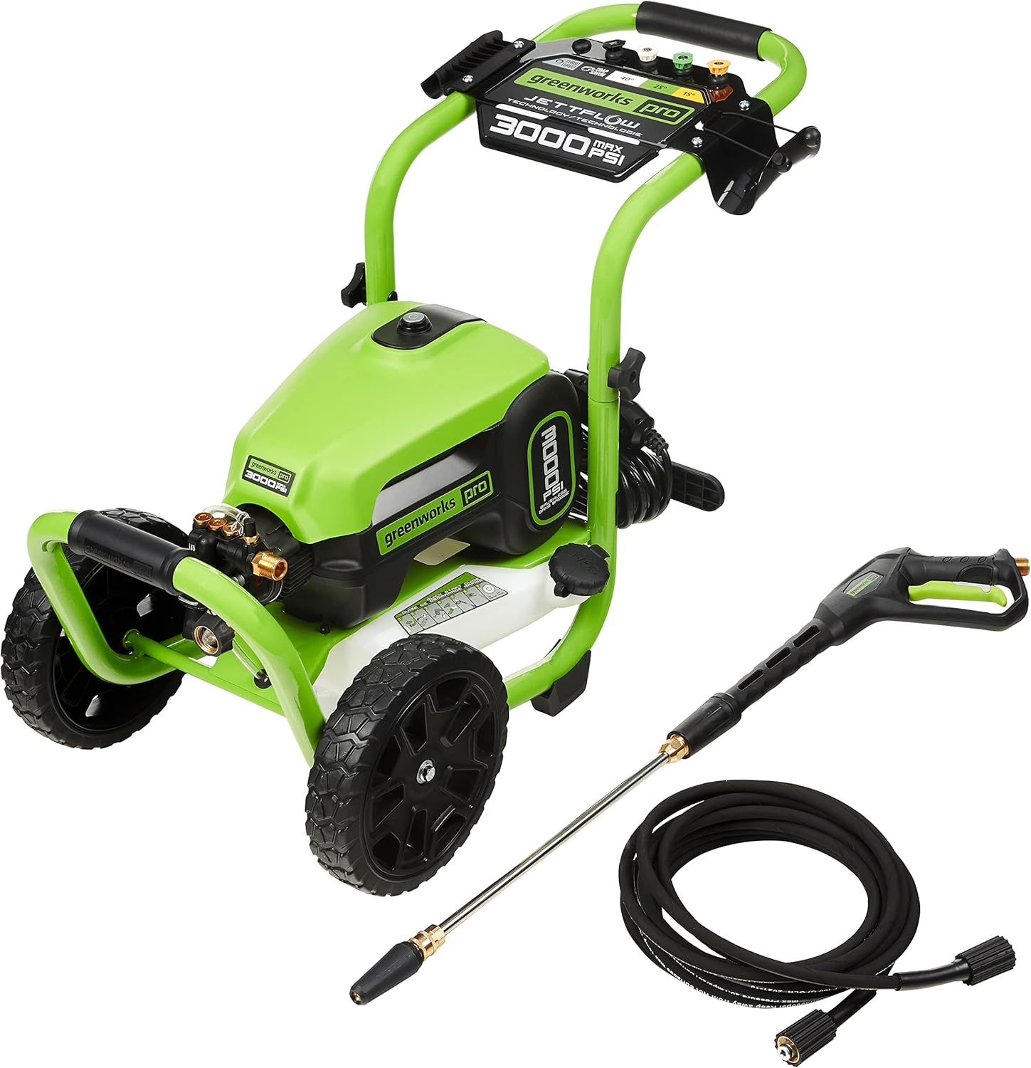 Greenworks Pro Brushless 3000 PSI (CSA Certified) 2.0 GPM Max / 1.1 GPM Electric Pressure Washer (Rugged Steel Frame  25 FT Hose  35 FT GFCI Power Cord)