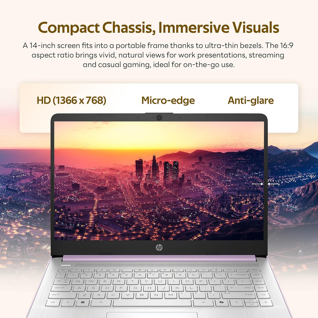 HP Stream 14" HD Student&Business Laptop with AI Copilot  Intel Processor N150  4GB RAM  1.12TB Storage (128GB UFS + 1TB Docking Station)  1 Year Office 365  720p Webcam  Win 11  Lavender Purple
