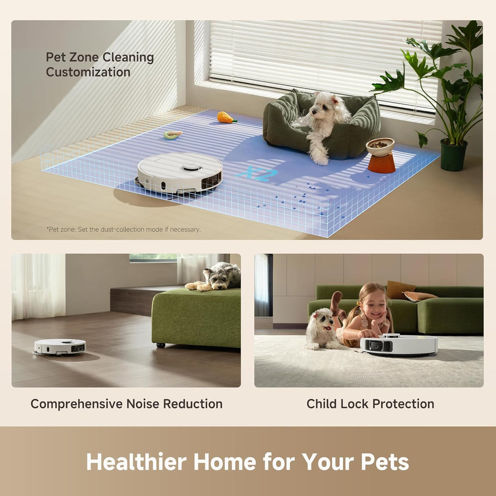 DREAME L40 Ultra Gen 2 Robot Vacuum and Mop with 25,000Pa Suction, Extendable Side Brush and Mop, All-in-One Self-Emptying & Cleaning Dock, Voice & App Control, White