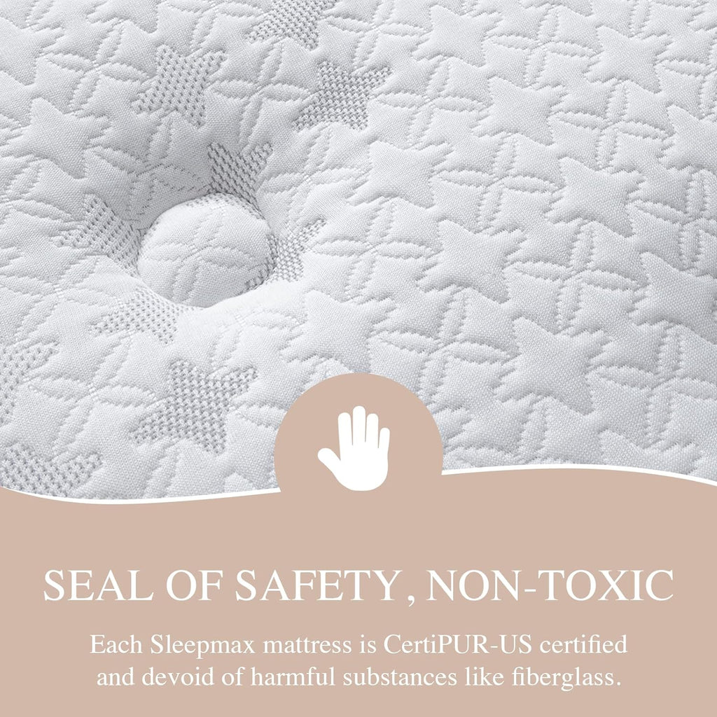 Sleepmax King Mattress 14 Inch - Hotel-Collection Hybrid Mattress Pain Relief - Extra Lumbar & Hip Support - Cooling Gel Bed in a Box Spine Alignment - CertiPUR-US, Fiberglass-Free, 365-Night Trial