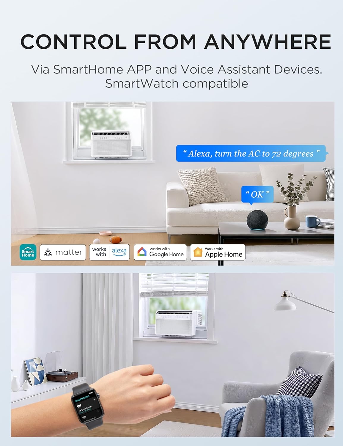Midea 10,000 BTU U Shaped Smart Inverter Window Air Conditioner - Cools 450 Sq Ft, Ultra Quiet with Open Window Flexibility - Alexa/Google Assistant Compatible - 35% Energy Savings, Remote (Updated)