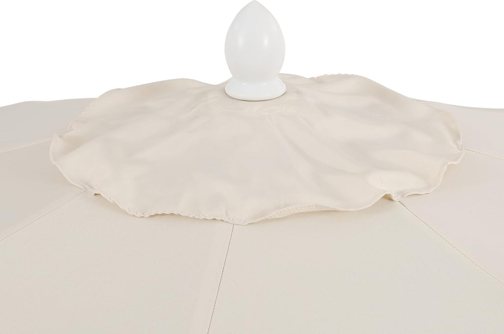 JONATHAN Y UMB1002C Tracy 9 ft. Classic MidCentury Scalloped Fringe Market Patio Umbrella with Auto-Tilt  Crank  Wind Vent and UV Protection in Cream/White
