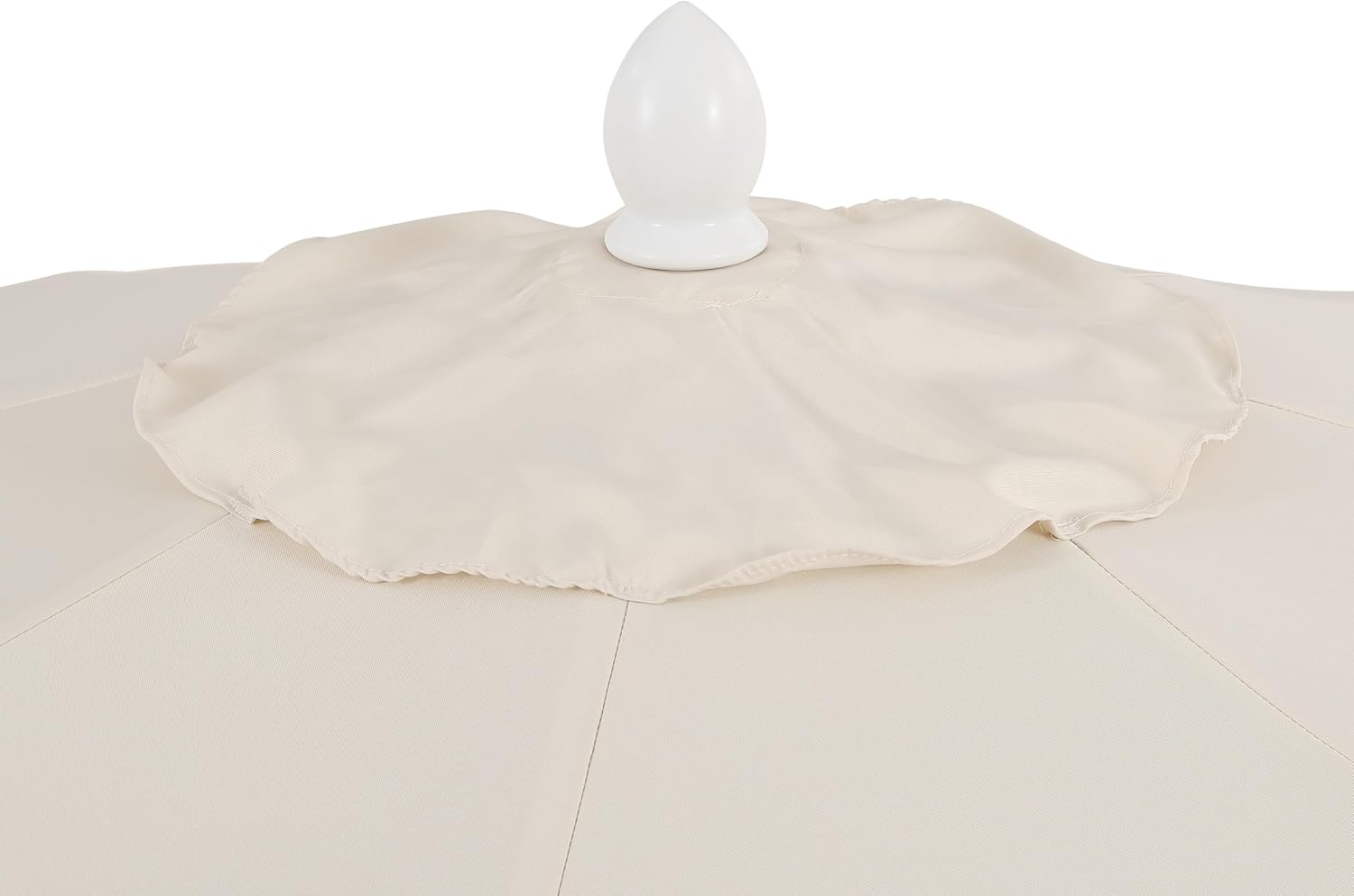 JONATHAN Y UMB1002C Tracy 9 ft. Classic MidCentury Scalloped Fringe Market Patio Umbrella with Auto-Tilt  Crank  Wind Vent and UV Protection in Cream/White
