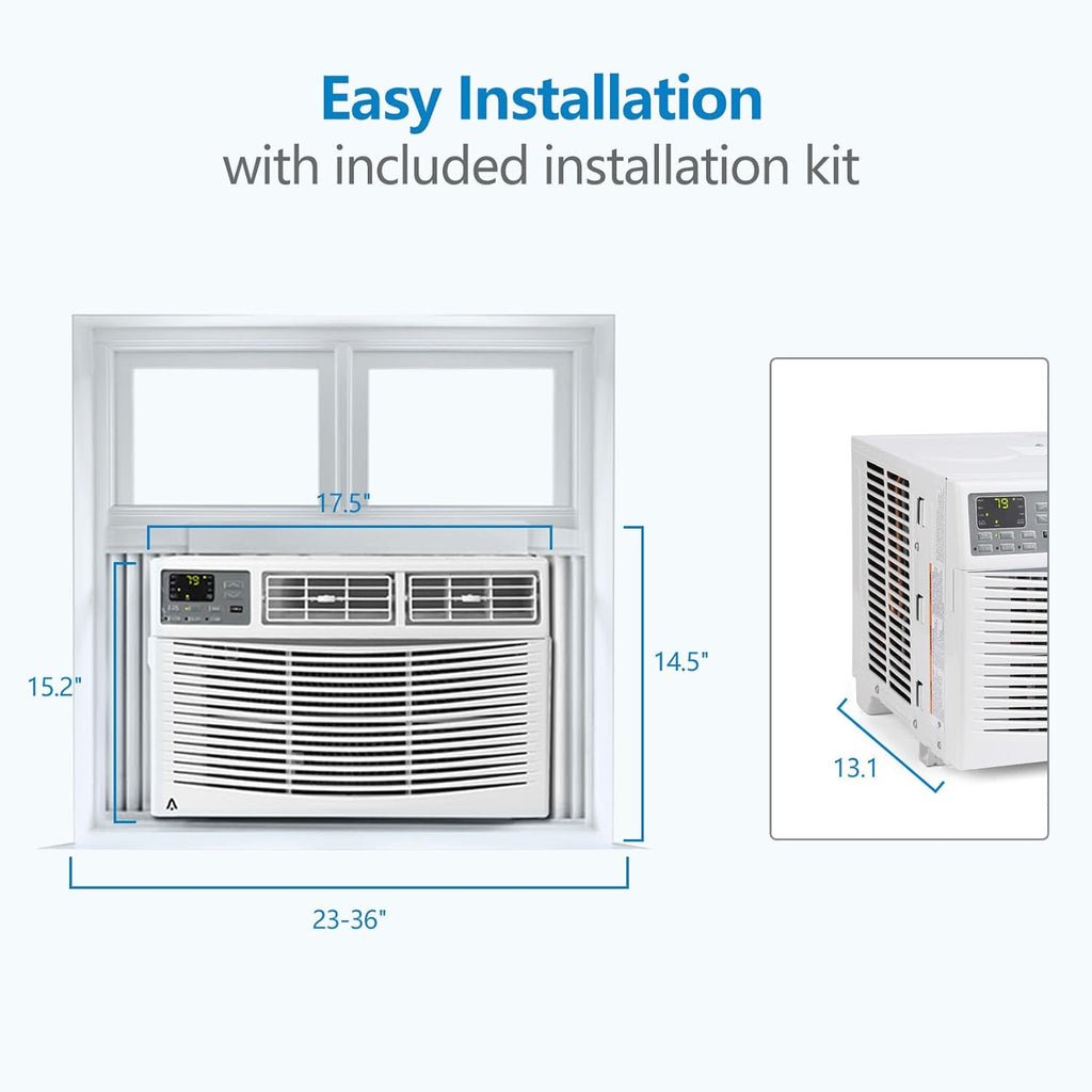 8000 BTU Smart WiFi Window Air Conditioner, Cools Up to 350 Sq. ft., Energy Saving AC Unit with Remote Control, App & Voice Control, 24H Timer, Quiet Operation for Living Room, Office