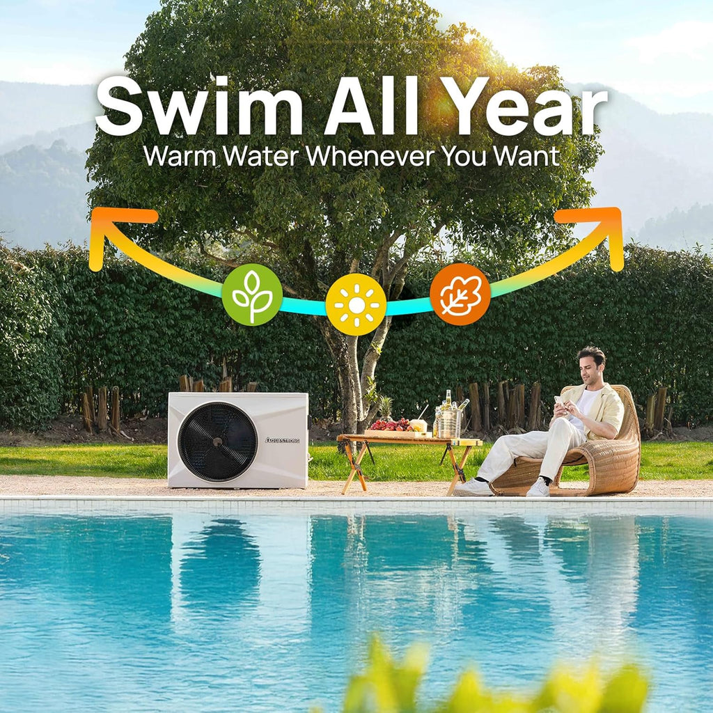 AQUASTRONG Inverter Swimming Pool Heat Pump Pool Heater for Above Ground and Inground Pool Heating and Cooling Pool Heater  Smart WiFi Control Pools Up to  9000 Gallons