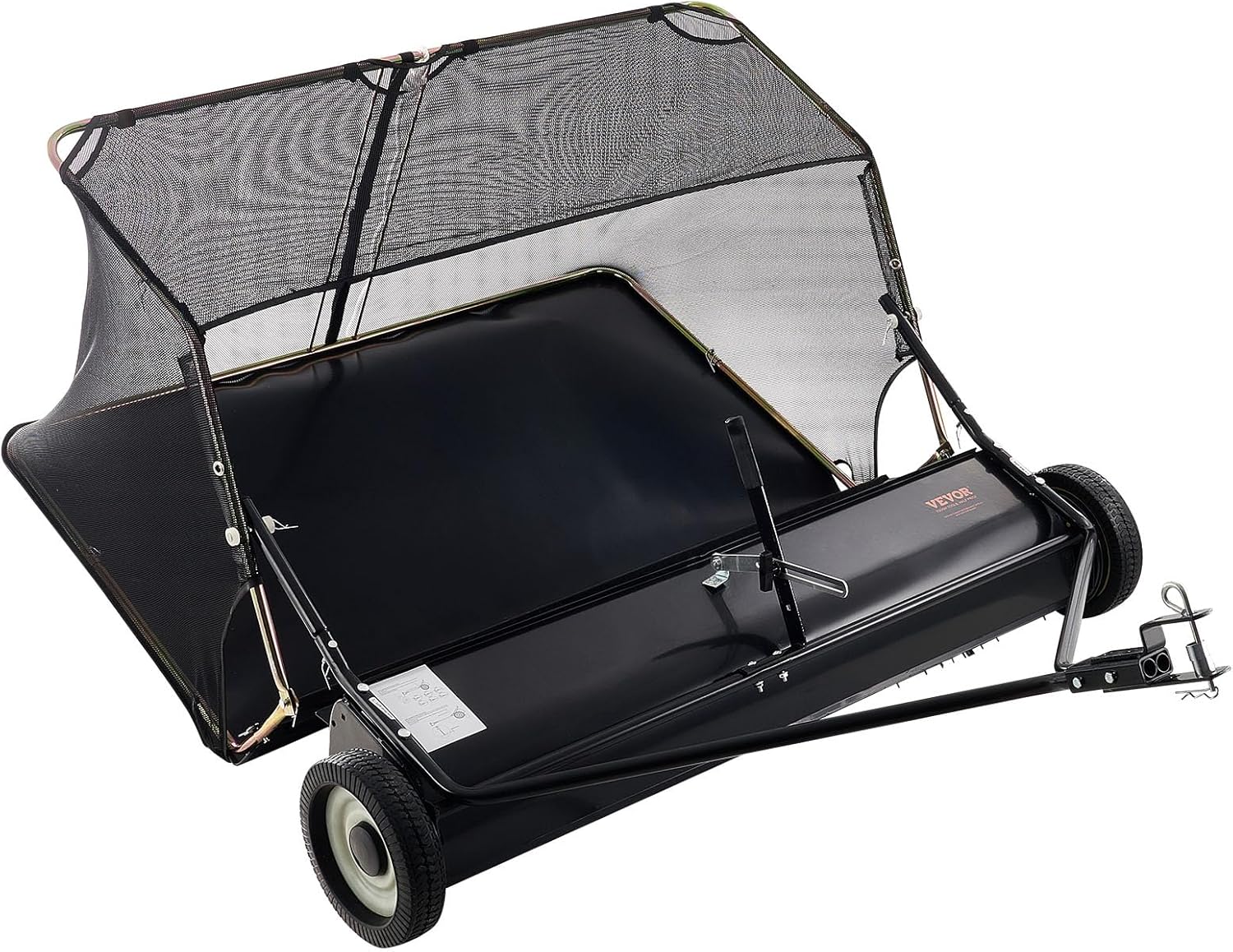 VEVOR 52 in Tow Behind Lawn Sweeper  26 cu.ft. Large Yard Sweeper  Adjustable Sweeping Height  Heavy Duty Leaf & Grass Collector with Dumping Rope  Pull Behind Sweepers for Debris Grass Clippings