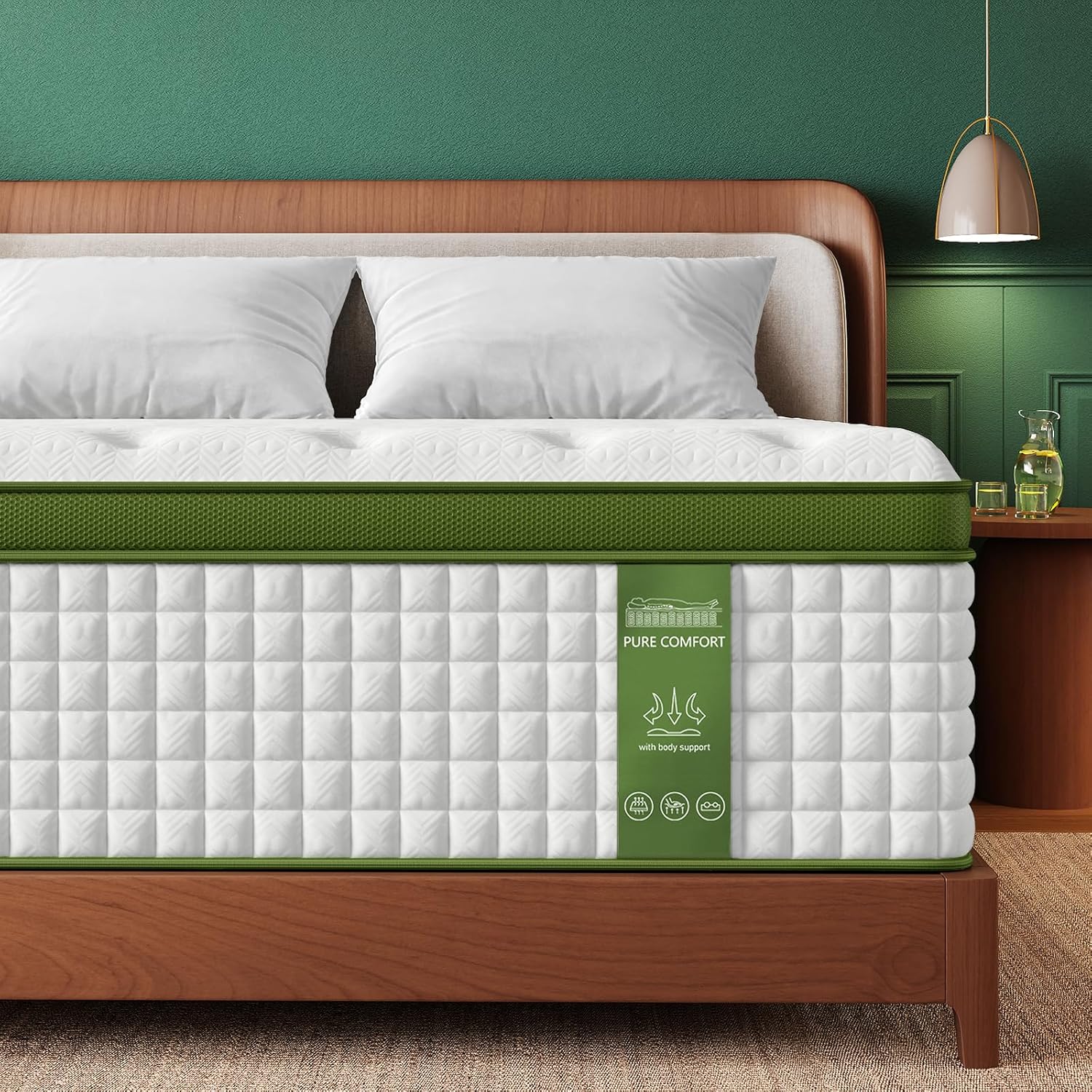 BedStory Extra Firm King Mattress 14 Inch, Hotel Collection Hybrid Mattresses with Zoned Lumbar Support, Extra Back & Hip Support, CertiPUR-US, Fiberglass-Free, 365-Night Trial