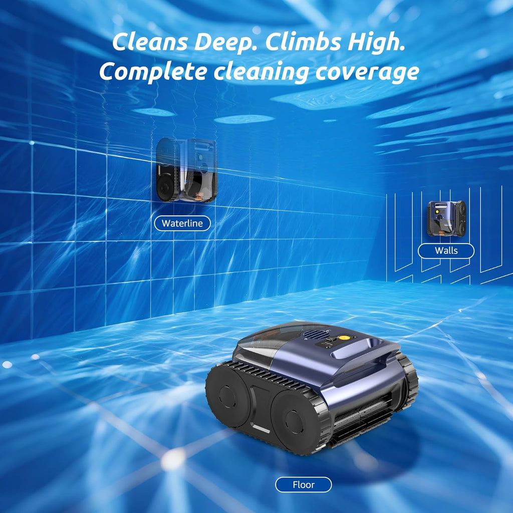 (2026 Upgrade) Cordless Robotic Pool Cleaner  Robotic Pool Vacuum for Inground Pools  Floor  Wall  Waterline and Drain Cleaning  180 min Battery Life for Pool Up to 2150 Sq.ft