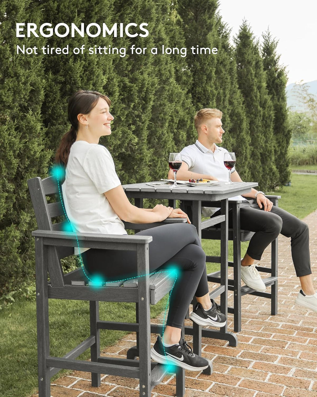 SERWALL 4 Pieces Outdoor Patio Bar Set with 9ft Umbrella  Outdoor HDPE Barstool and Table Furniture Set with Patio Umbrella  Gray