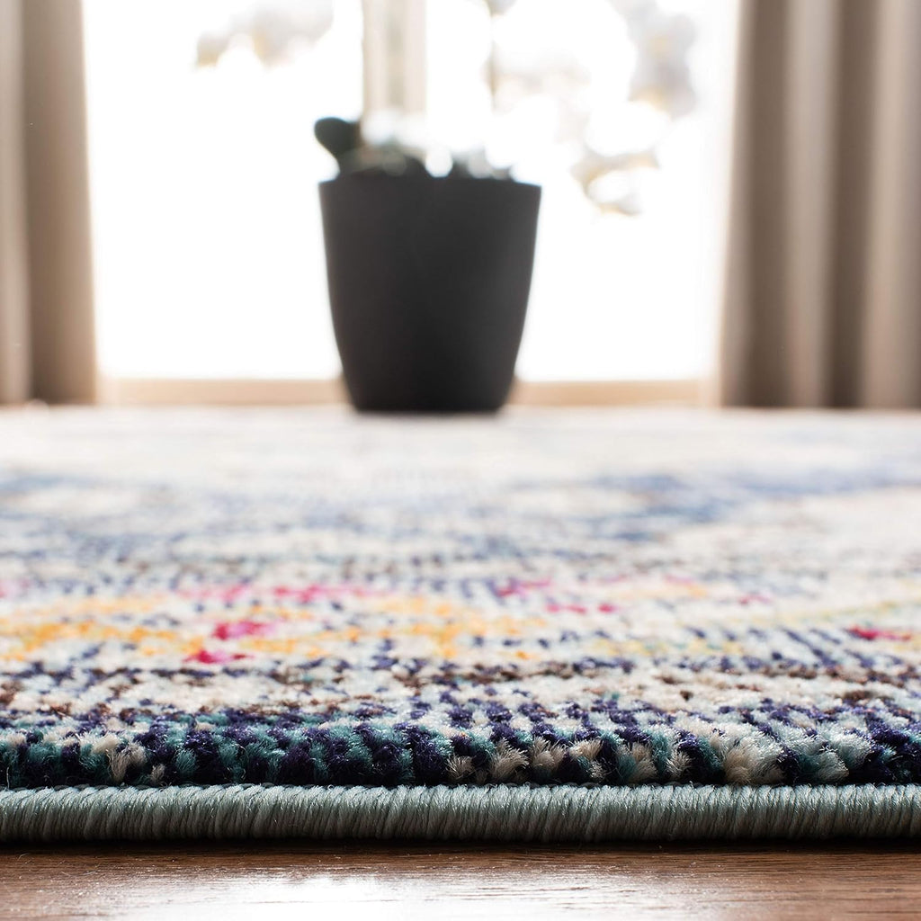 SAFAVIEH Monaco Collection Area Rug - 9' x 12', Navy & Light Blue, Non-Shedding & Easy to Clean, Distressed Medallion Design, Ideal for Living Room, Bedroom, Dining Space (MNC243N)