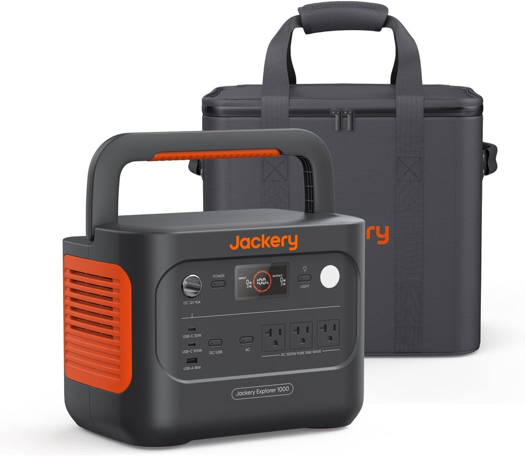 Jackery Explorer 1000 v2 Portable Power Station and Carrying Bag  1070Wh LiFePO4 Battery 1500W AC/100W USB-C Output  1 Hr Fast Charge  Solar Generator for for Outdoor  Camping