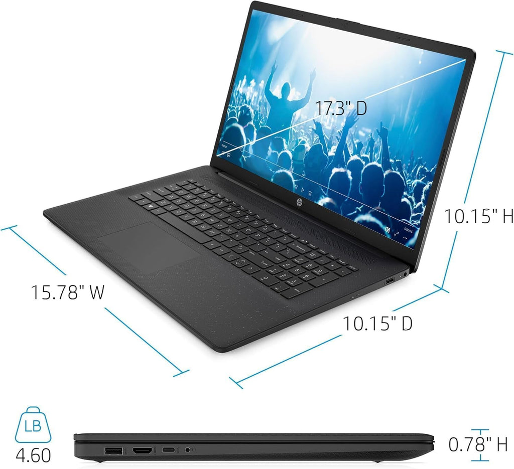 HP 17 Laptop (17.3" HD+ BrightView  Intel 10-Core i7-1355U  16GB RAM  512GB SSD  Narrow Bezel) for Business  Enterprise  Students  Long Battery Life  Wi-Fi  Webcam  Fast Charge  IST Mouse  Win 11 Home
