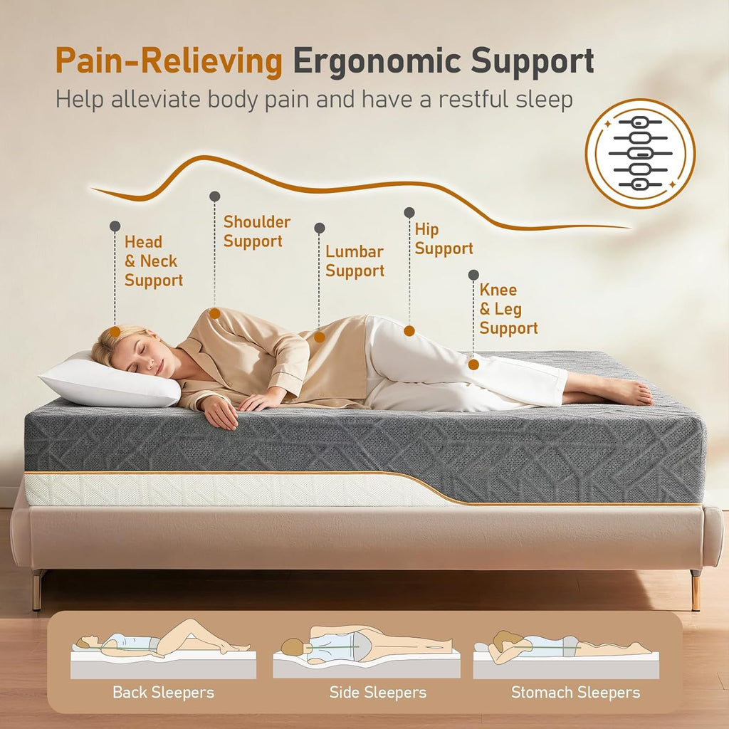 Extra Firm Queen Mattress 14-Inch: Extra & Medium Firm Dual Side Flippable, Dual Firmness Memory Foam Back Pain Relief, Removable Ice Silk Cool Cover, CertiPUR-US Certified, Made in USA, 80x60