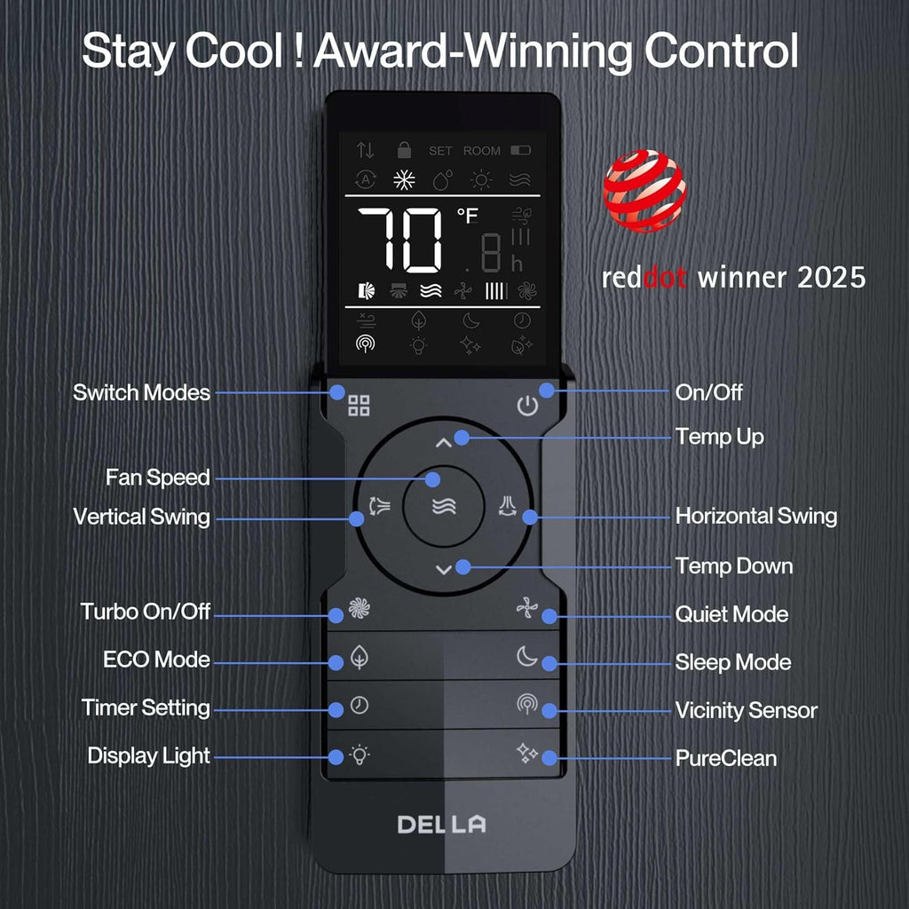 DELLA Serena 22 SEER2 12000 BTU Mini Split Heat Pump Works with Alexa, Energy Star 1 Ton Pre-Charged 230V Ductless AC Unit Inverter Air Conditioner System for Rooms up to 550Sq.Ft, 16.4ft Install Kit