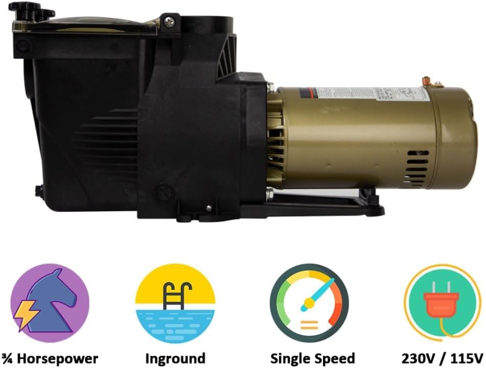 Rx Clear Ultimate Niagara 3/4 HP Pool Pump for Inground Swimming Pools | 56 Frame | 115/230 Volt | 8.5/4.3 Amps | Corrosion Proof | Large See-Through Strainer Cover