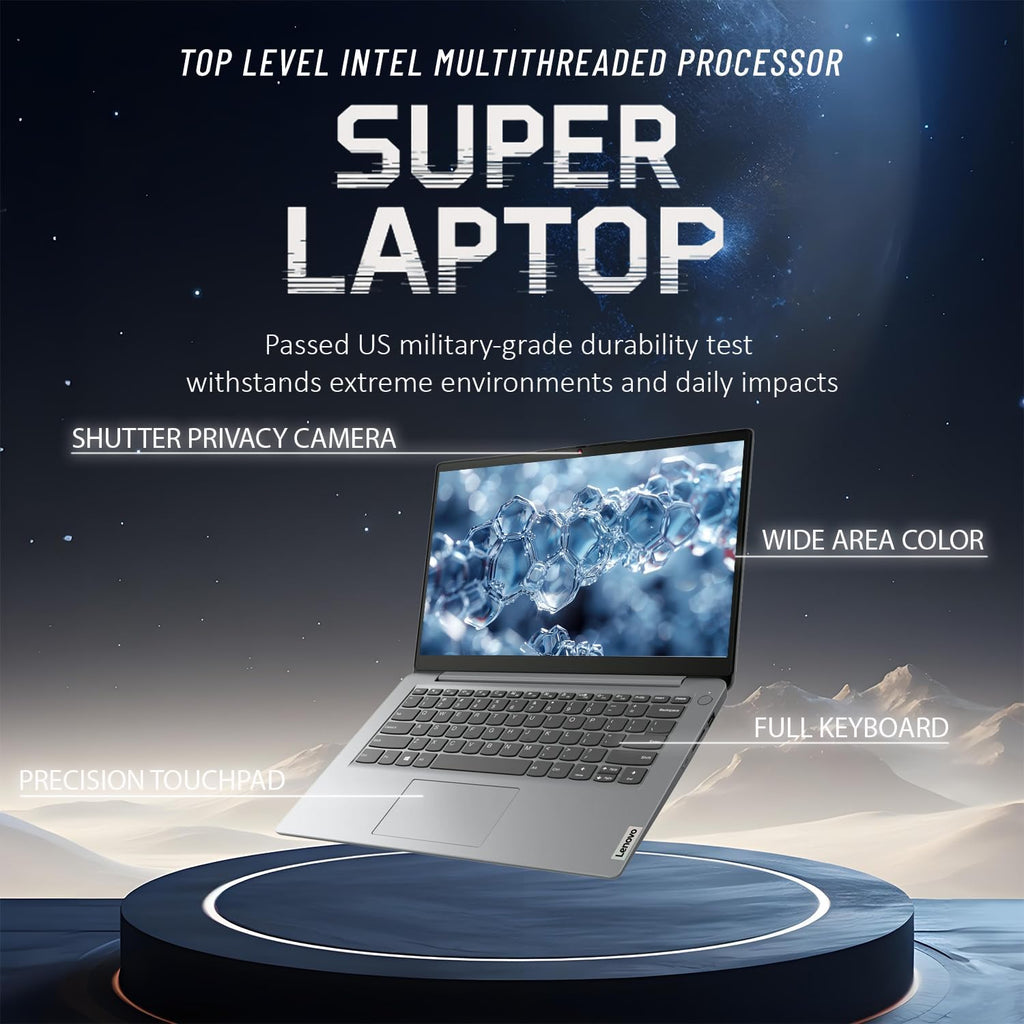 Lenovo IdeaPad Laptop with Microsoft Office  Intel High Performance CPU  12GB Memory  1.2TB(1TB Cloud & 256GB SSD)  11 Hour Battery  SD-Card Reader  USB-C &Webcam  WOWPC Recovery USB  Windows 11