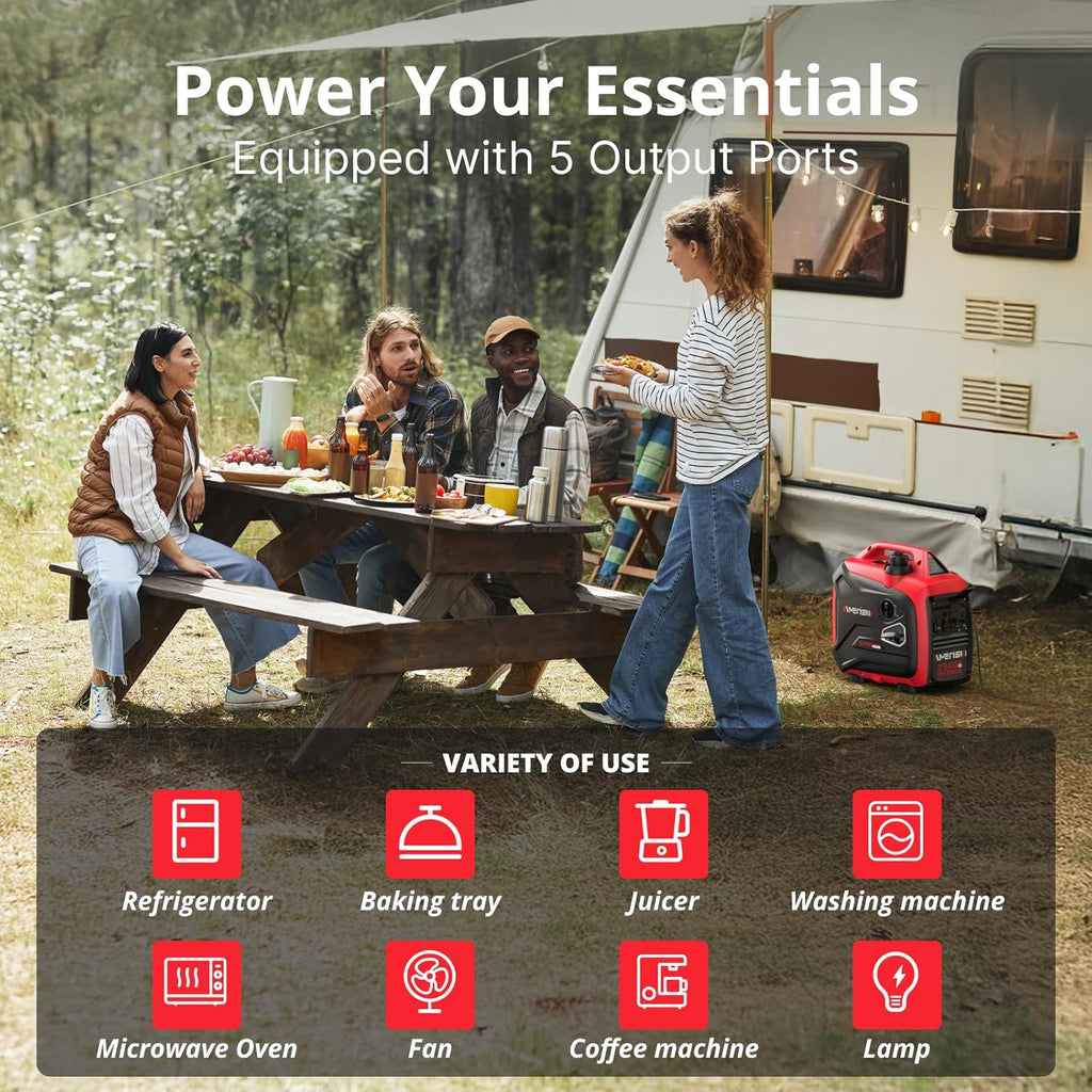 2500-Watt Gas Powered Portable Inverter Generator for Home Use - Ultral Light for RV and Camping  CO Sensor  Outdoor and Home Backup  Long Run Time