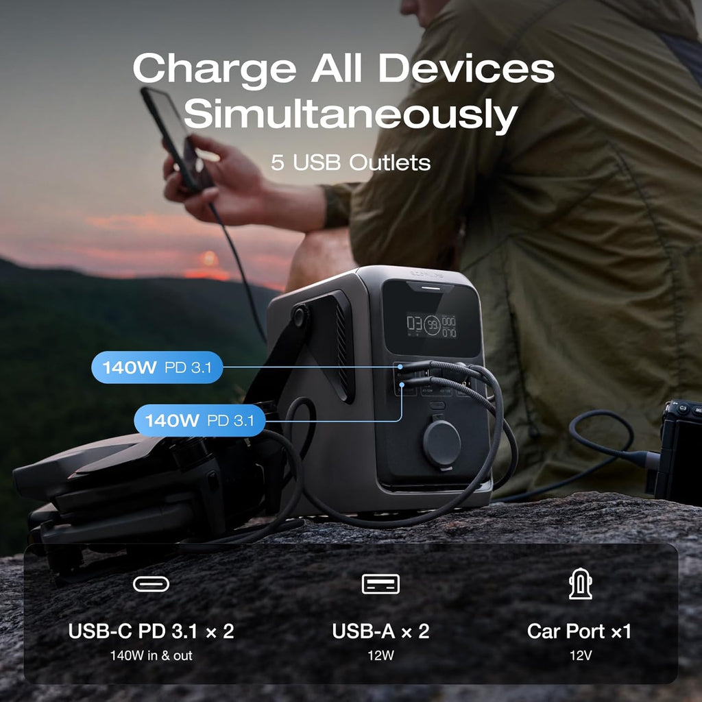 EF ECOFLOW TRAIL 300 DC Power Bank Station  288Wh Outdoor Portable Power Station  LiFePO4 Battery  300W DC Output  Compact Solar Generator for Camping  Travel  and Emergency (No AC Outlet Included)