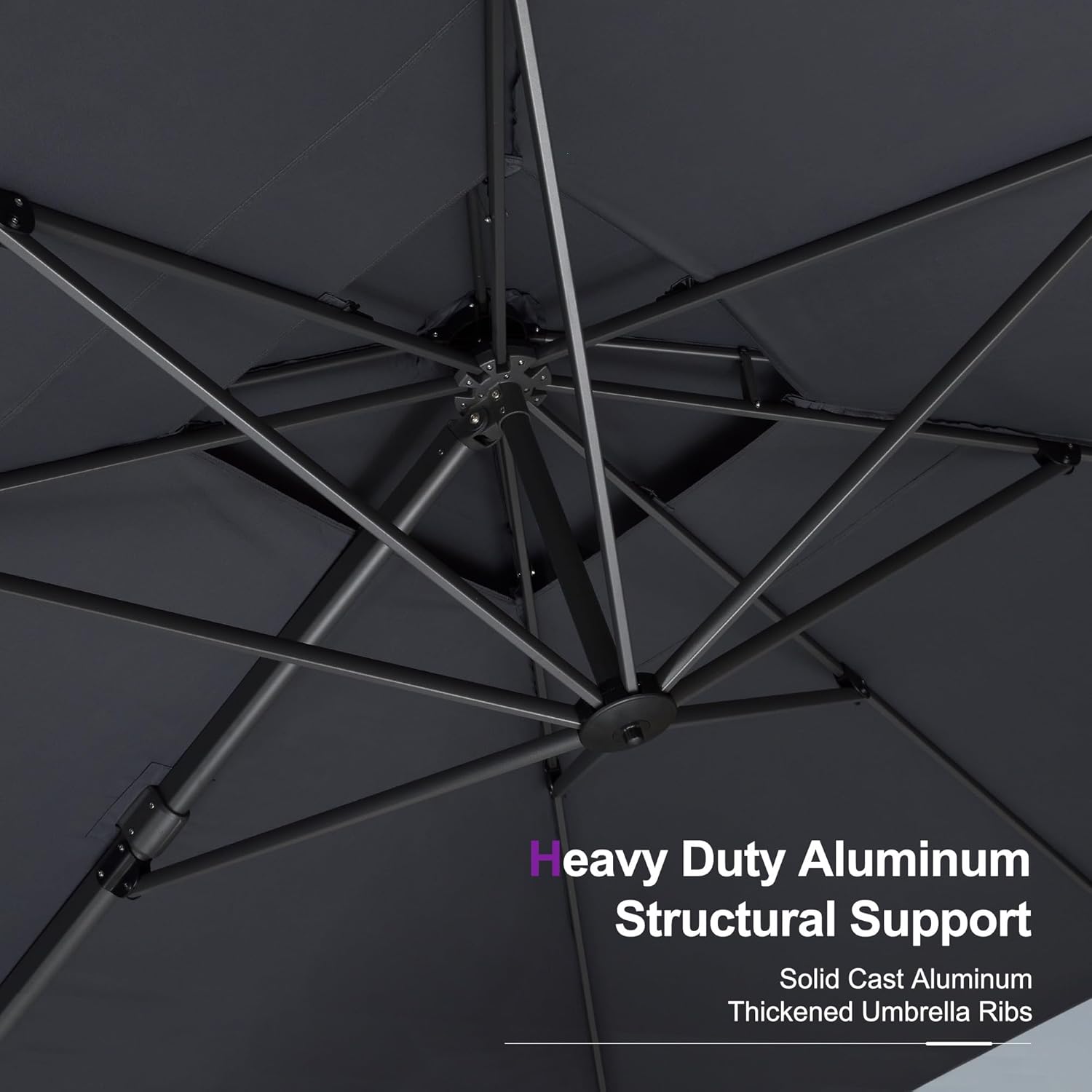 PURPLE LEAF 9' X 12' Cantilever Outdoor Umbrellas Large Patio Umbrella Hanging Double Top Rectangle Offset Umbrella with 360°Rotation Tilting Umbrella Outdoor Patio  Grey