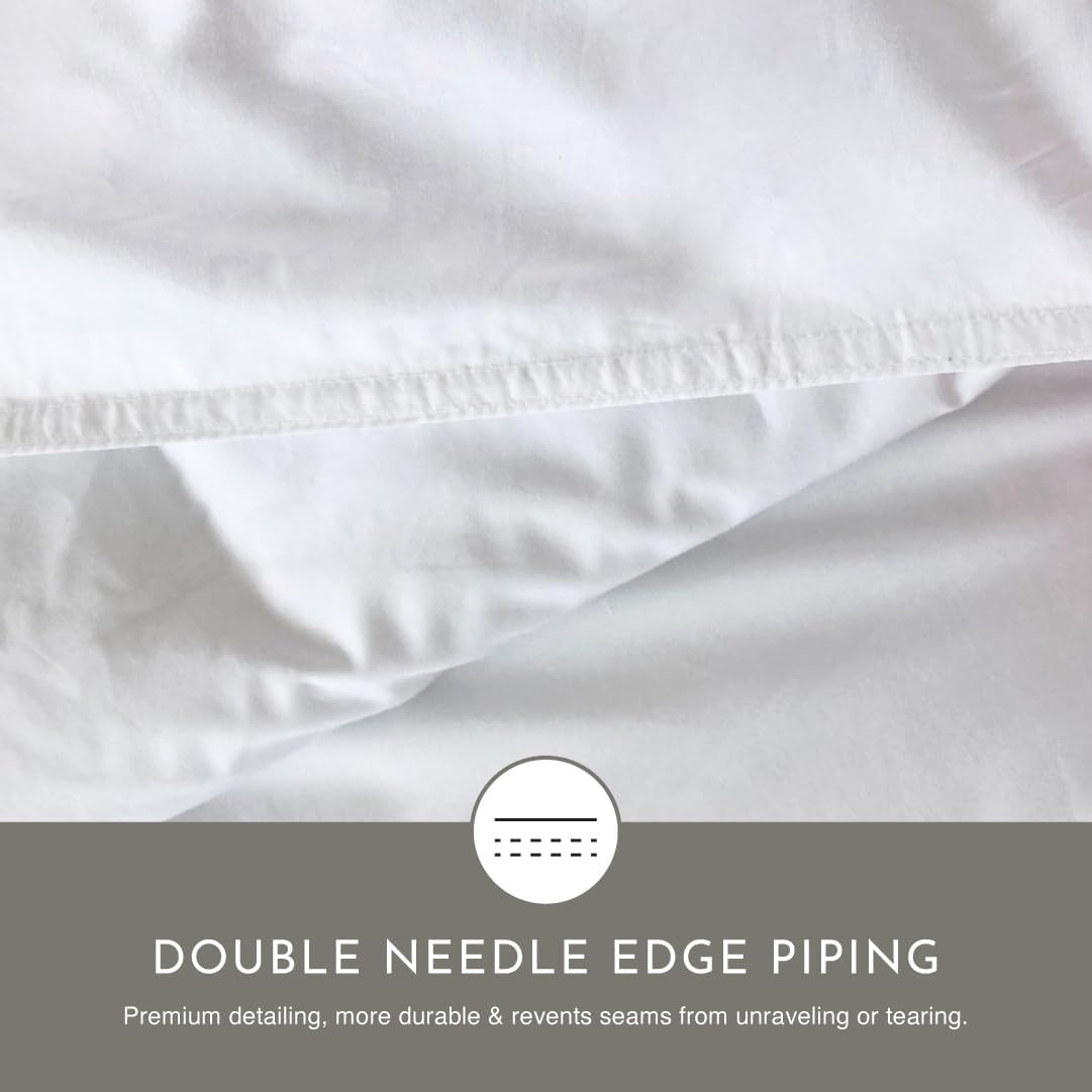 Highland Feather Summer Lightweight Airy White Goose Down Comforter with 300 Thread Count Tencel Organic Cotton Shell Luxurious Soft Duvet Insert Manufactured in Canada (600 Loft, Queen)