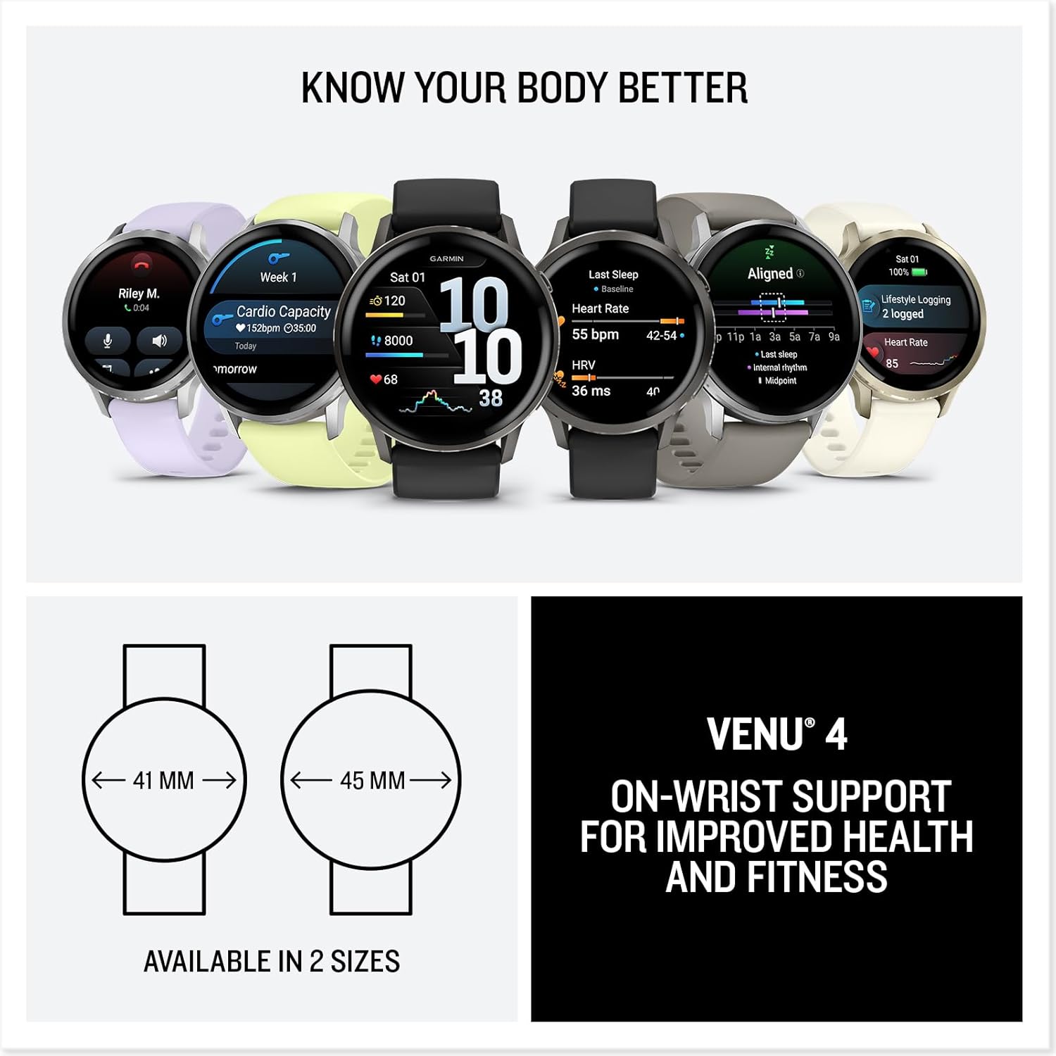 Garmin Venu 4  45mm  Advanced Health & Fitness GPS Smartwatch  Bright & Colorful Display  Flashlight  12 Days Battery Life | Silver with Gray Silicone Band  Signature Series Power Bundle