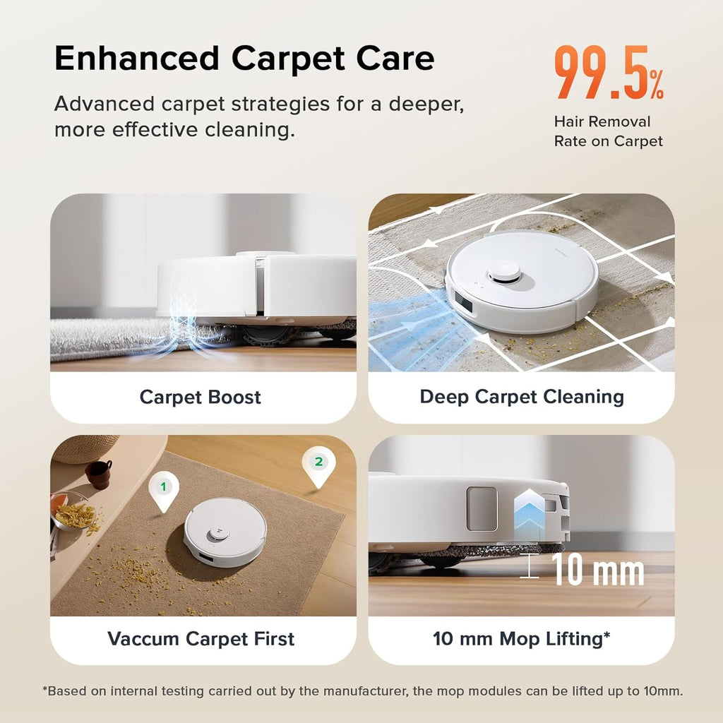 roborock Qrevo Curv S5X Robot Vacuum and Mop, 18500Pa Suction, Zero-Tangling Design, FlexiArm Side Brush, Reactive Tech Obstacle Avoidance, 10 Weeks Self-Emptying, Auto Washing for Hard Floor, Corner