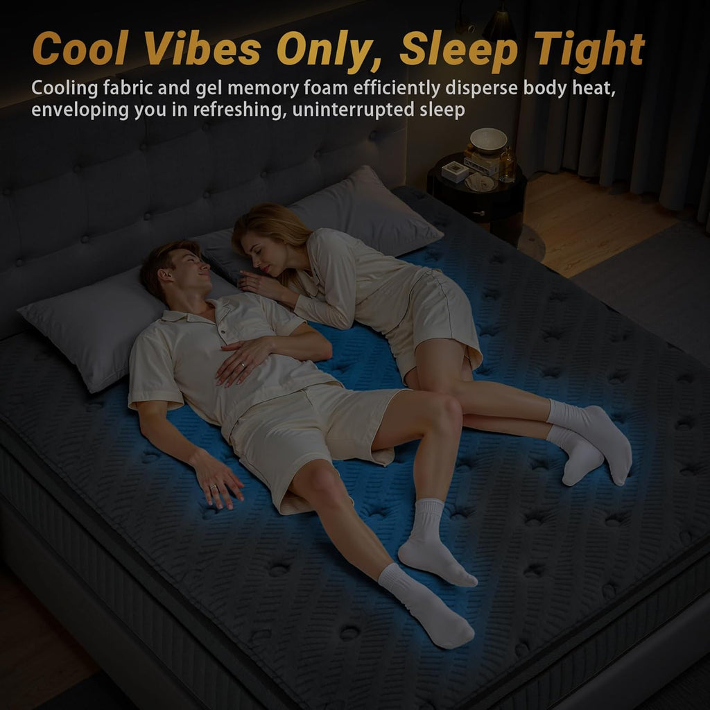12″ Queen Hybrid Mattress – Balanced Support & Comfort, Cooling Breathable Foam + Pocket Coils, Motion Isolation, Reinforced Edges, CertiPUR-US, Fiberglass-Free, Mattress in a Box
